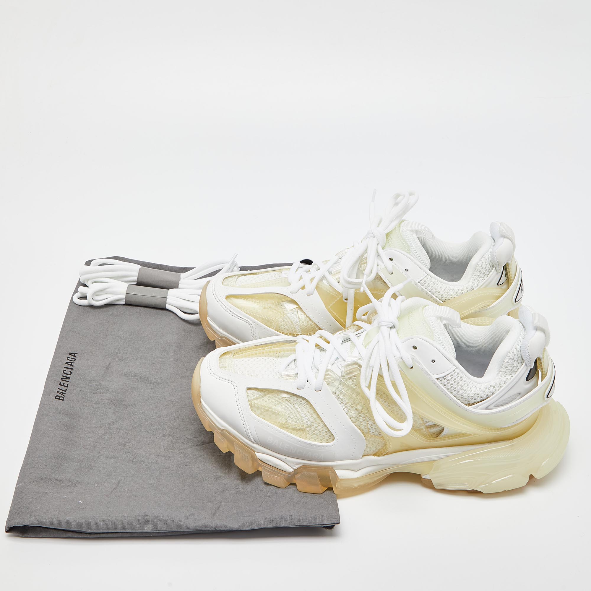 Balenciaga White Rubber And Mesh Track Trainer Sneakers Size 41