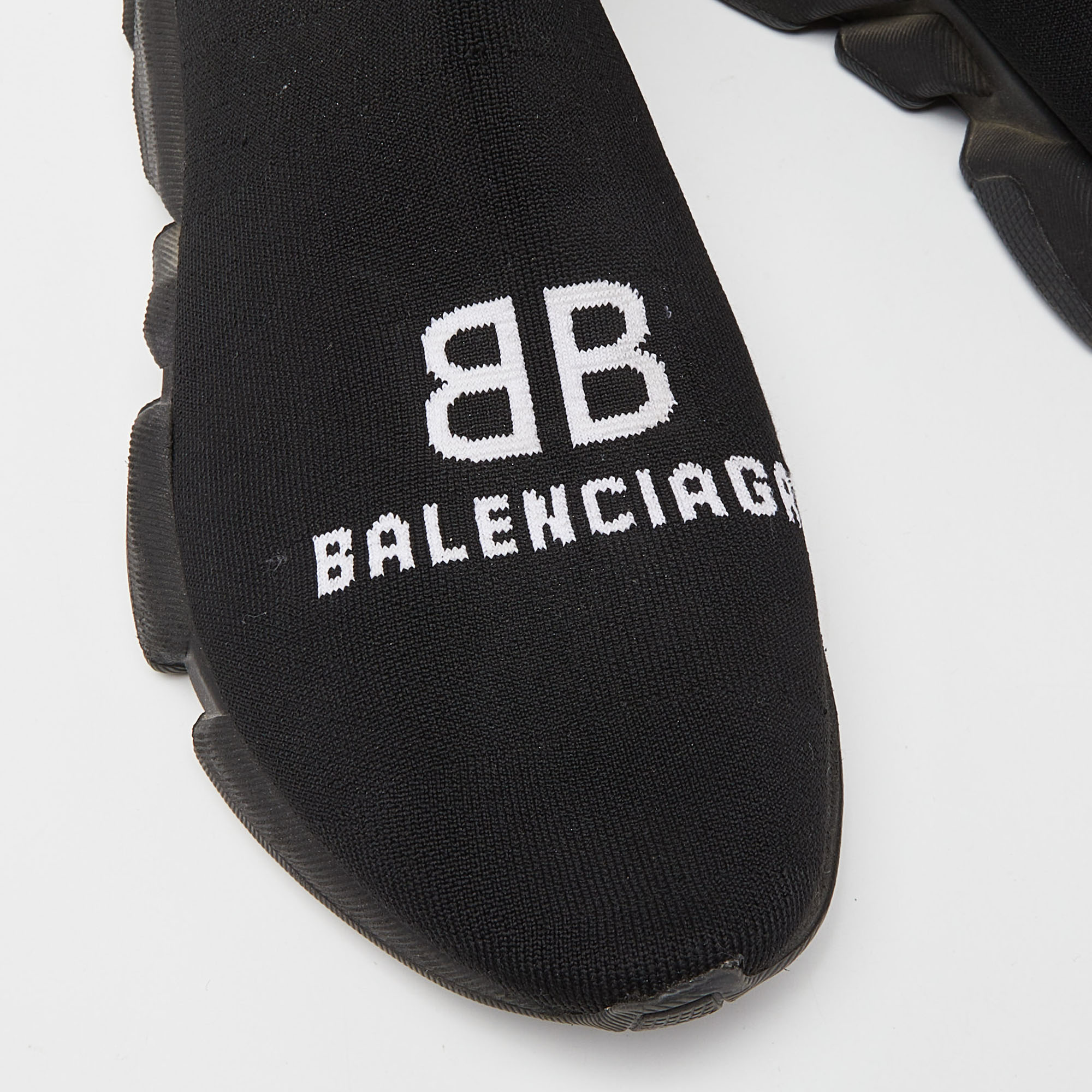 Balenciaga Black Knit Fabric Speed Trainer Sneakers Size 44