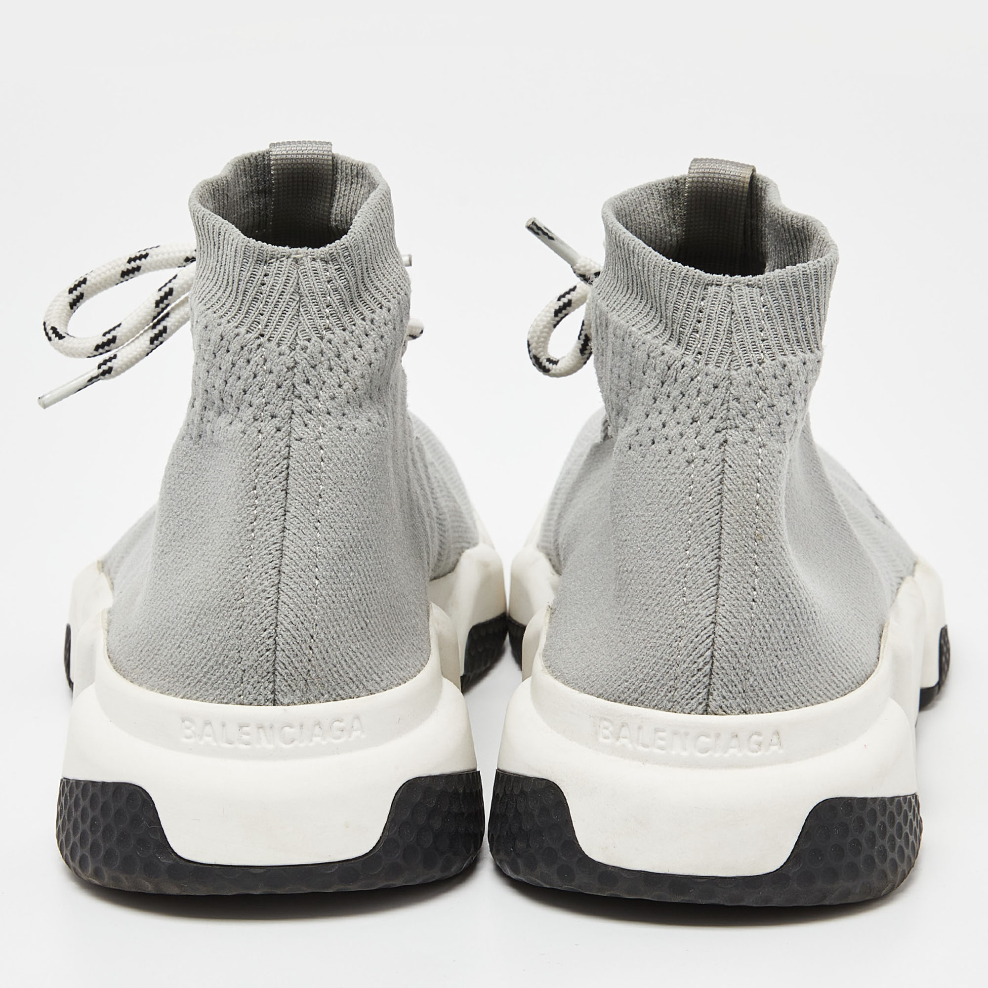 Balenciaga Grey Knit Speed Trainer High Top Sneakers Size 40