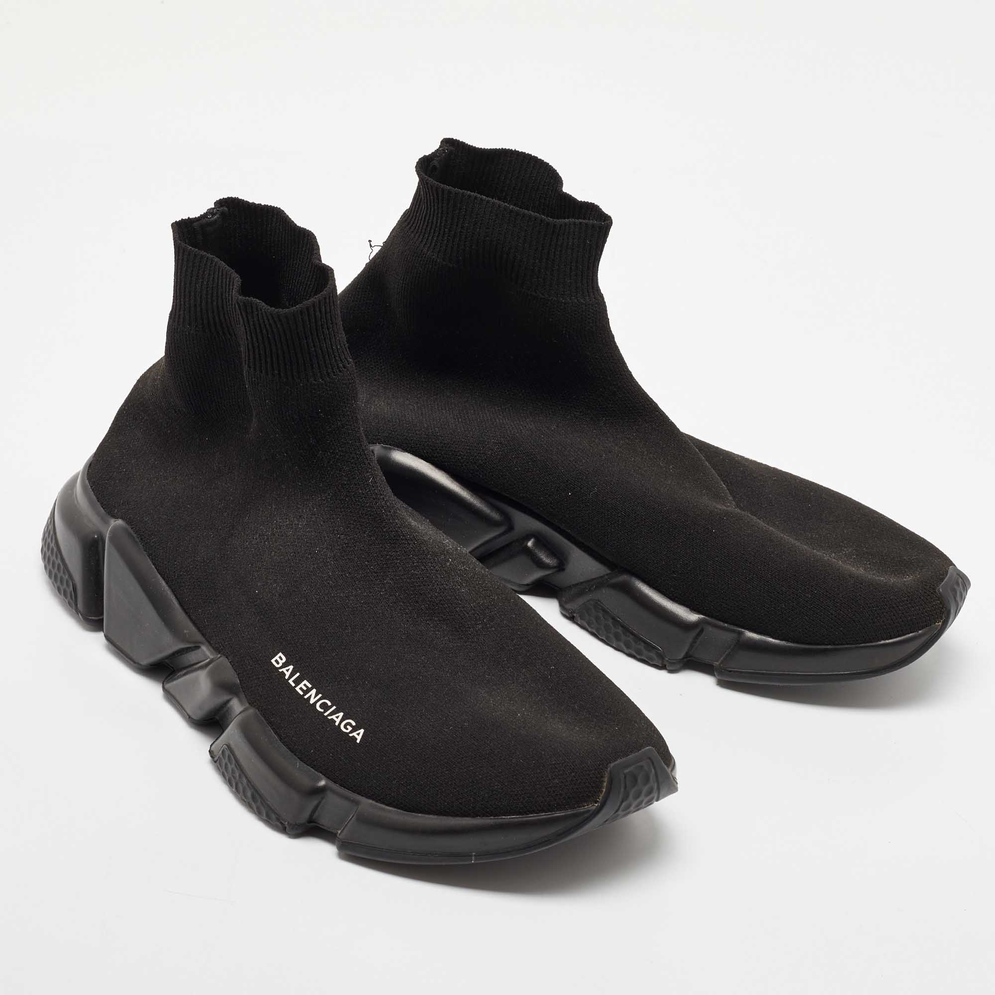 Balenciaga Black Fabric Speed Sneakers Size 42