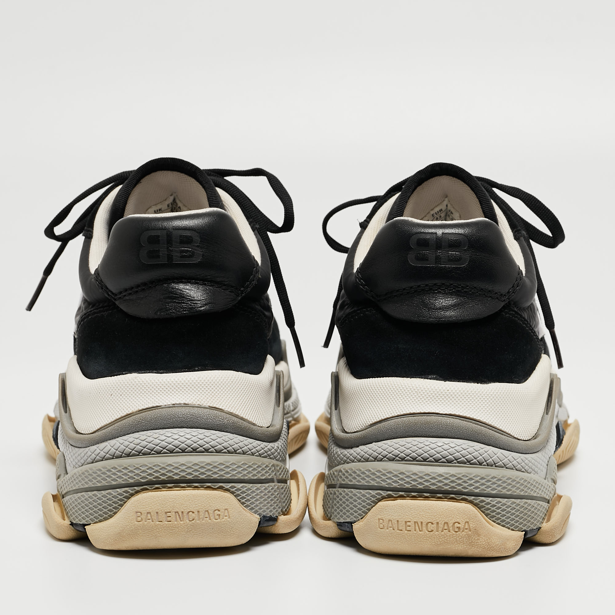 Balenciaga Black/Burgundy Suede And Nylon Triple S Sneakers Size 43