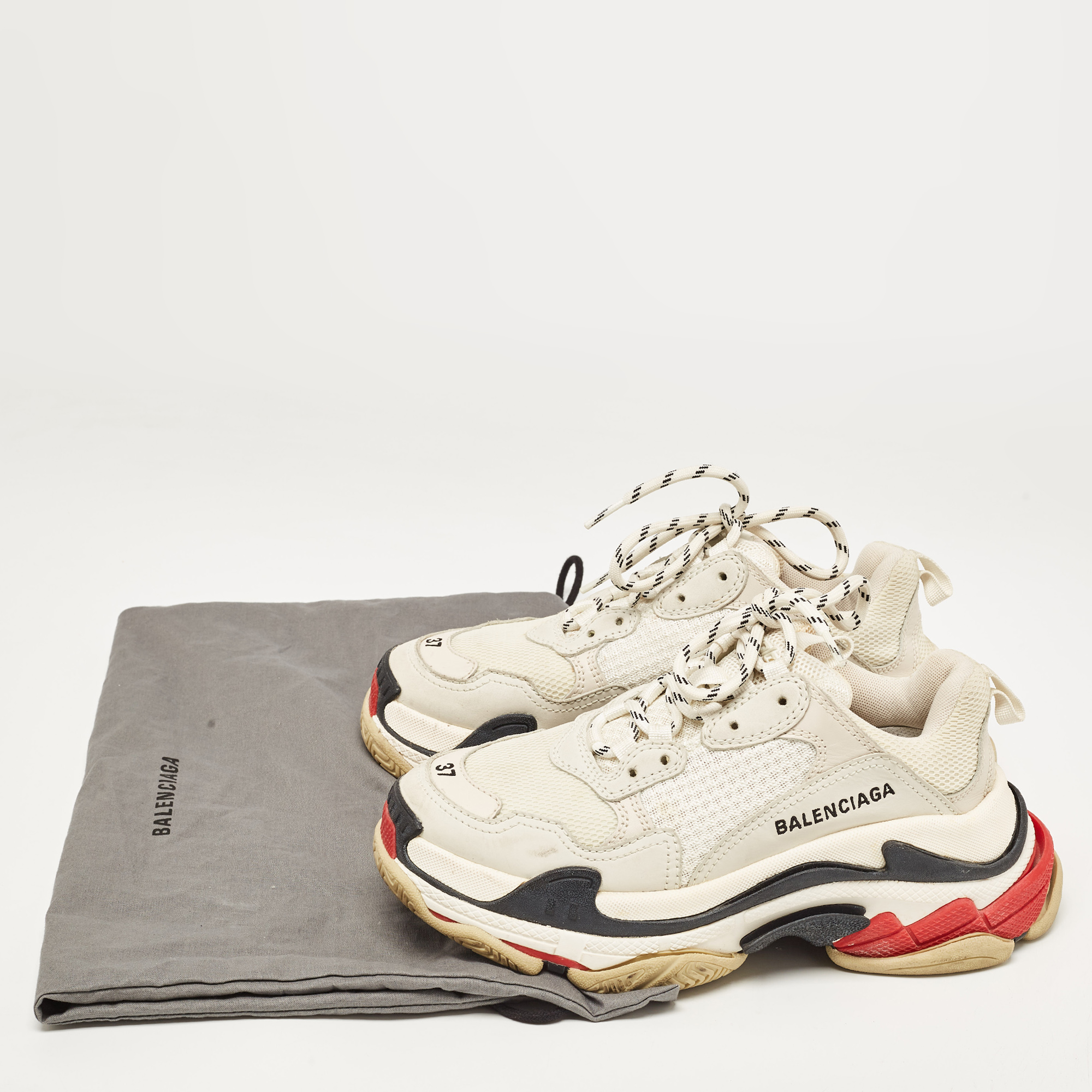 Balenciaga Multicolor Mesh And Nubuck Leather Triple S Low Top Sneakers Size 37