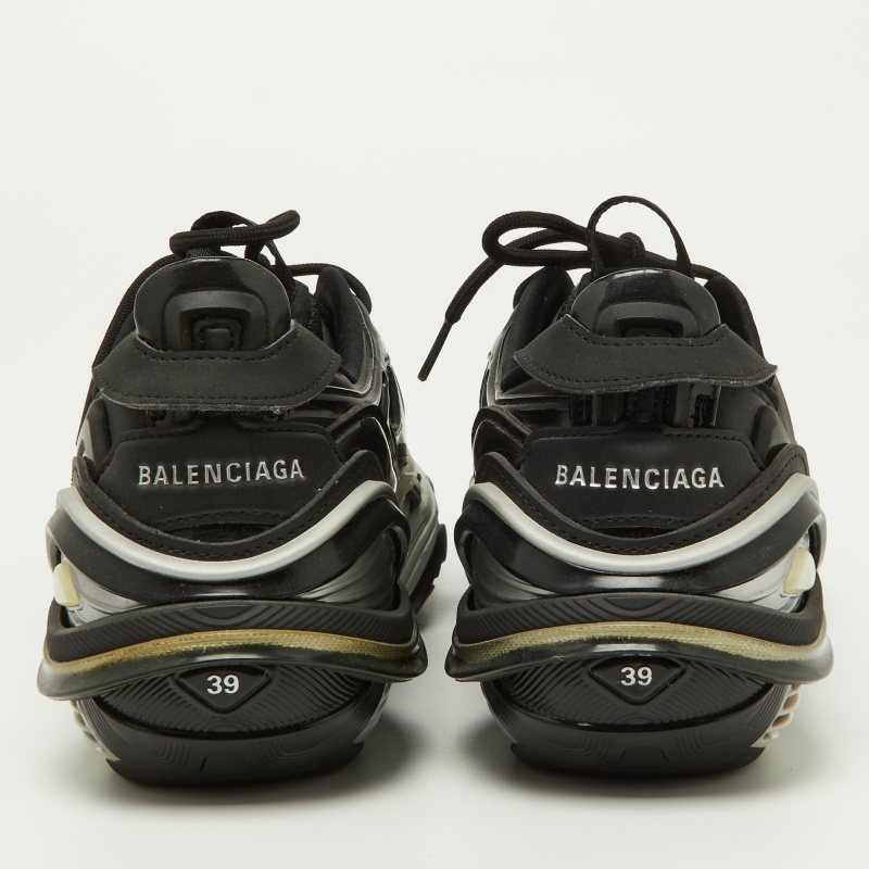 Balenciaga Black/Silver Rubber And Mesh Tyrex Sneakers Size 39