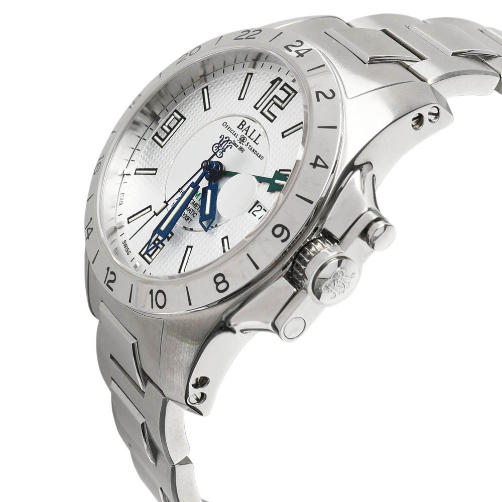 Ball White Stainless Steel Engineer Hydrocarbon Magnate GMT GM2098C-SCAJ-SL Men's Wristwatch 40 MM