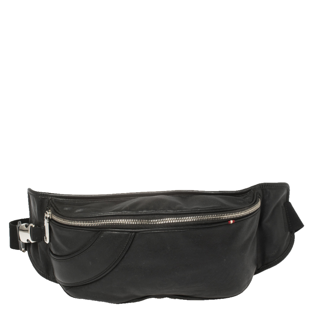 Bally Black Leather Pocket Belt Bag