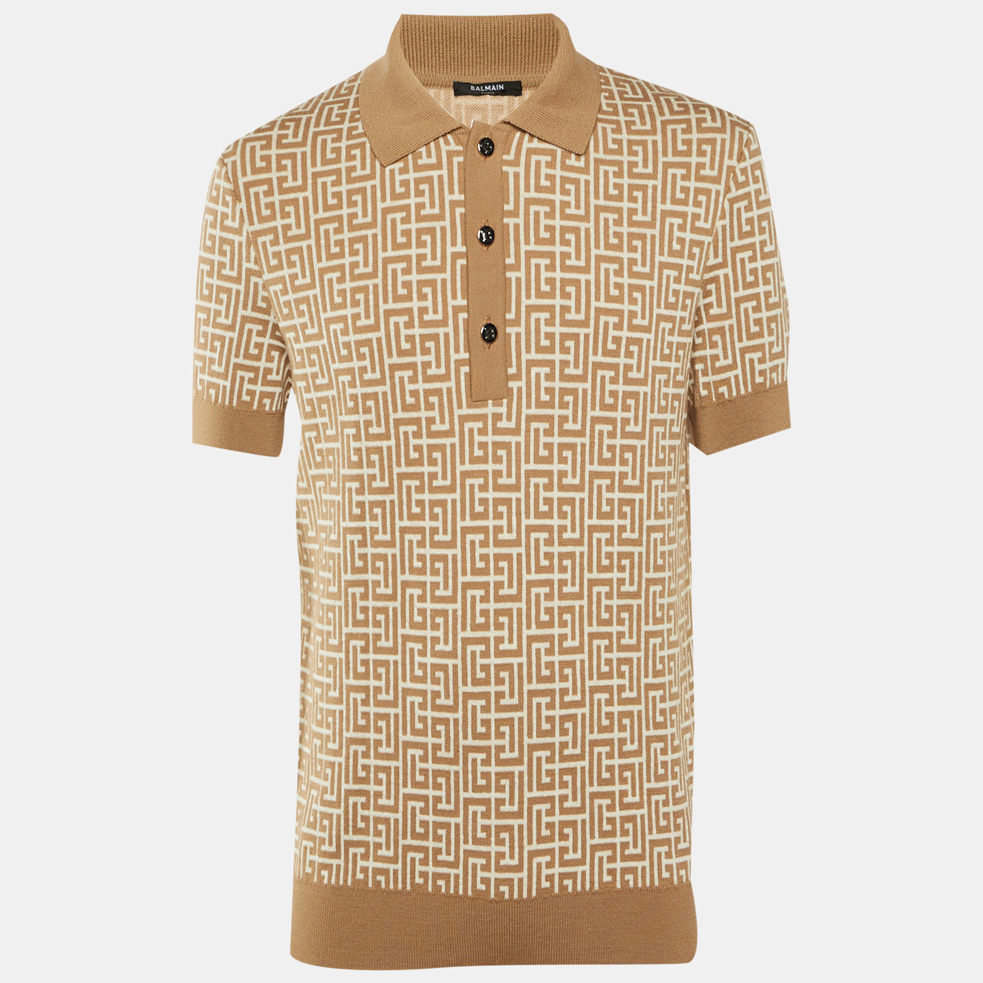 Balmain Beige Monogram Wool & Linen Knit Polo T-Shirt M
Balmain Beige Monogram Wool & Linen Knit Polo T-Shirt M