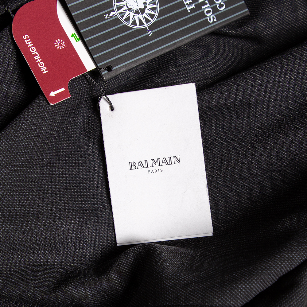 Balmain Charcoal Grey Wool Super 100's Pants 4XL
