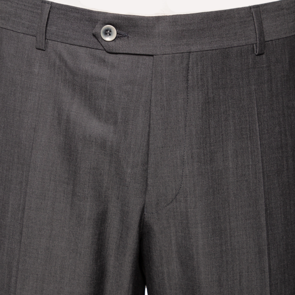 Balmain Grey Wool Super 130's Pants 4XL