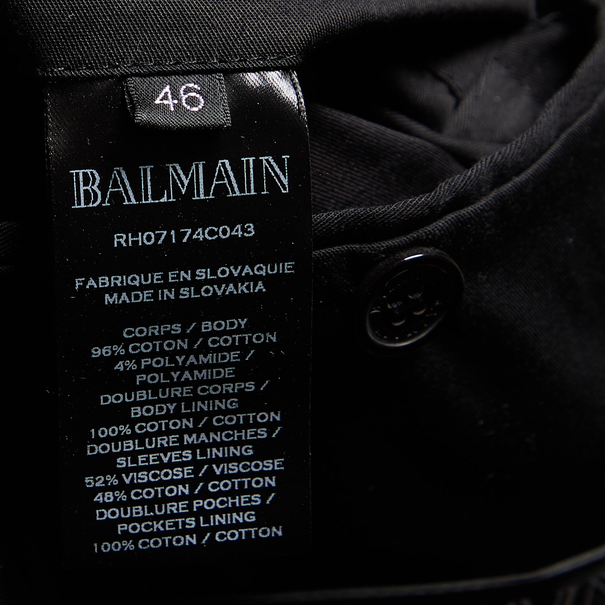 Balmain Monochrome Houndstooth Tweed Fringe Detail Blazer S