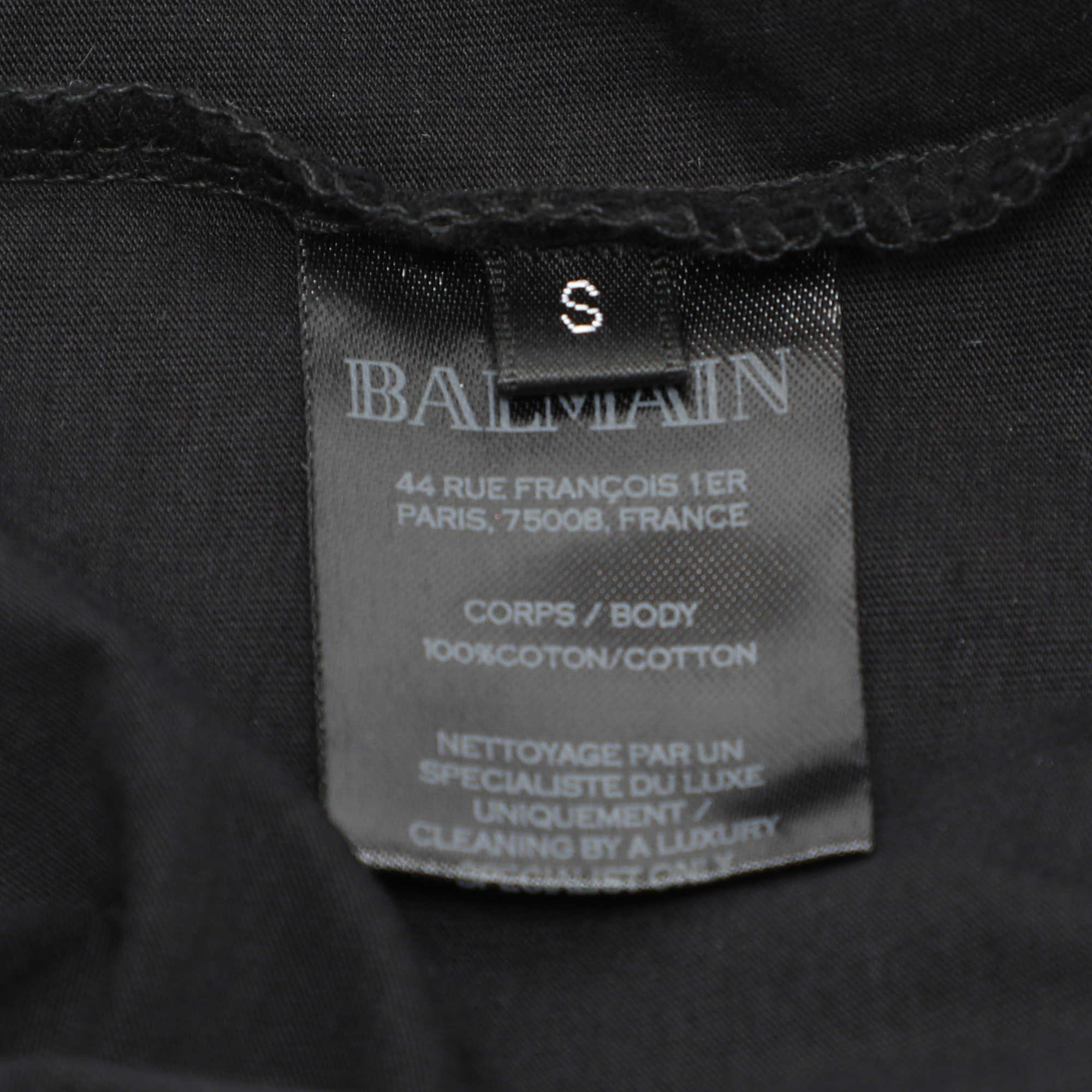 Balmain Black Cotton Logo T-Shirt S