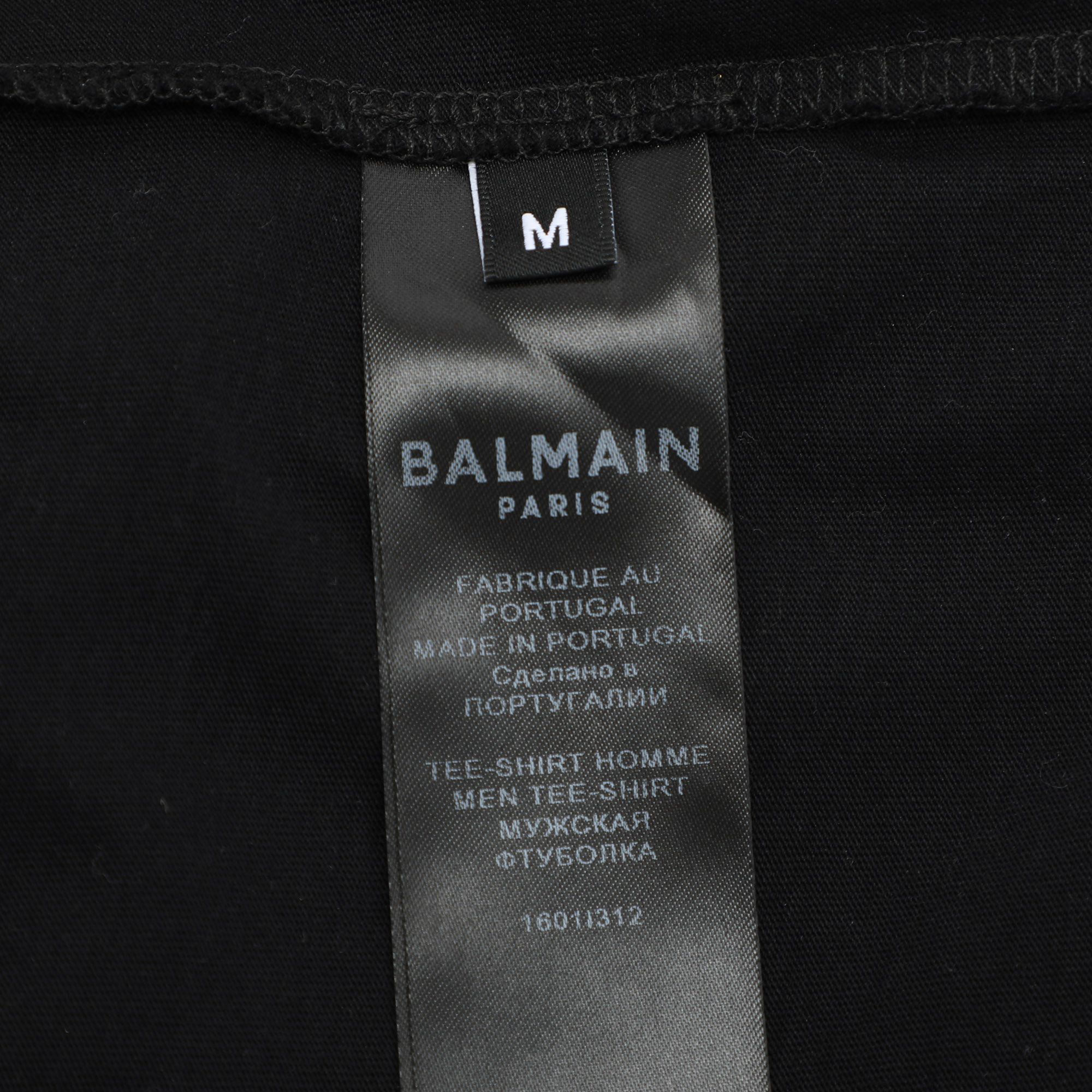 Balmain Black Cotton Printed Logon Short Sleeves T-Shirt M