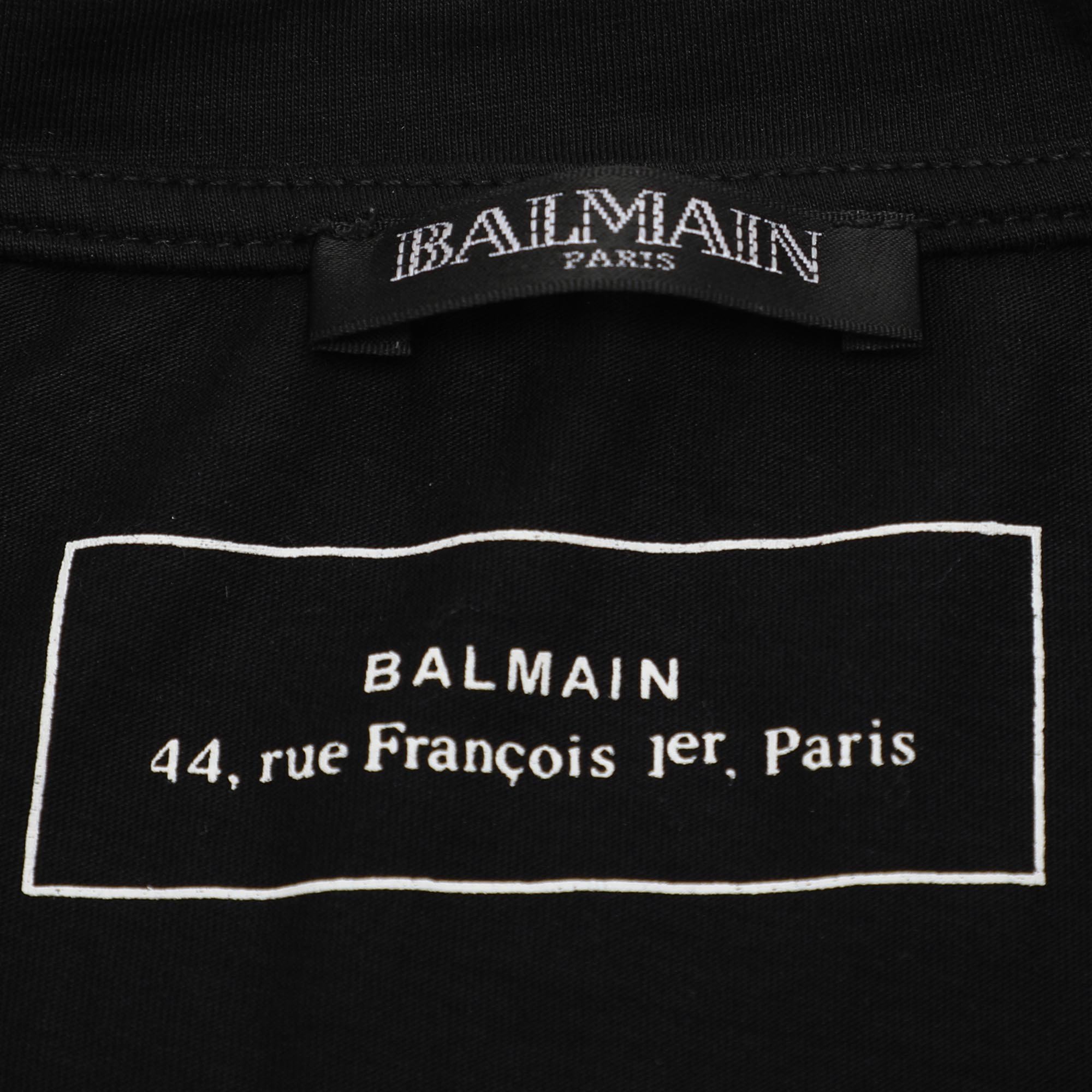 Balmain Black Cotton Logo Print T-Shirt M