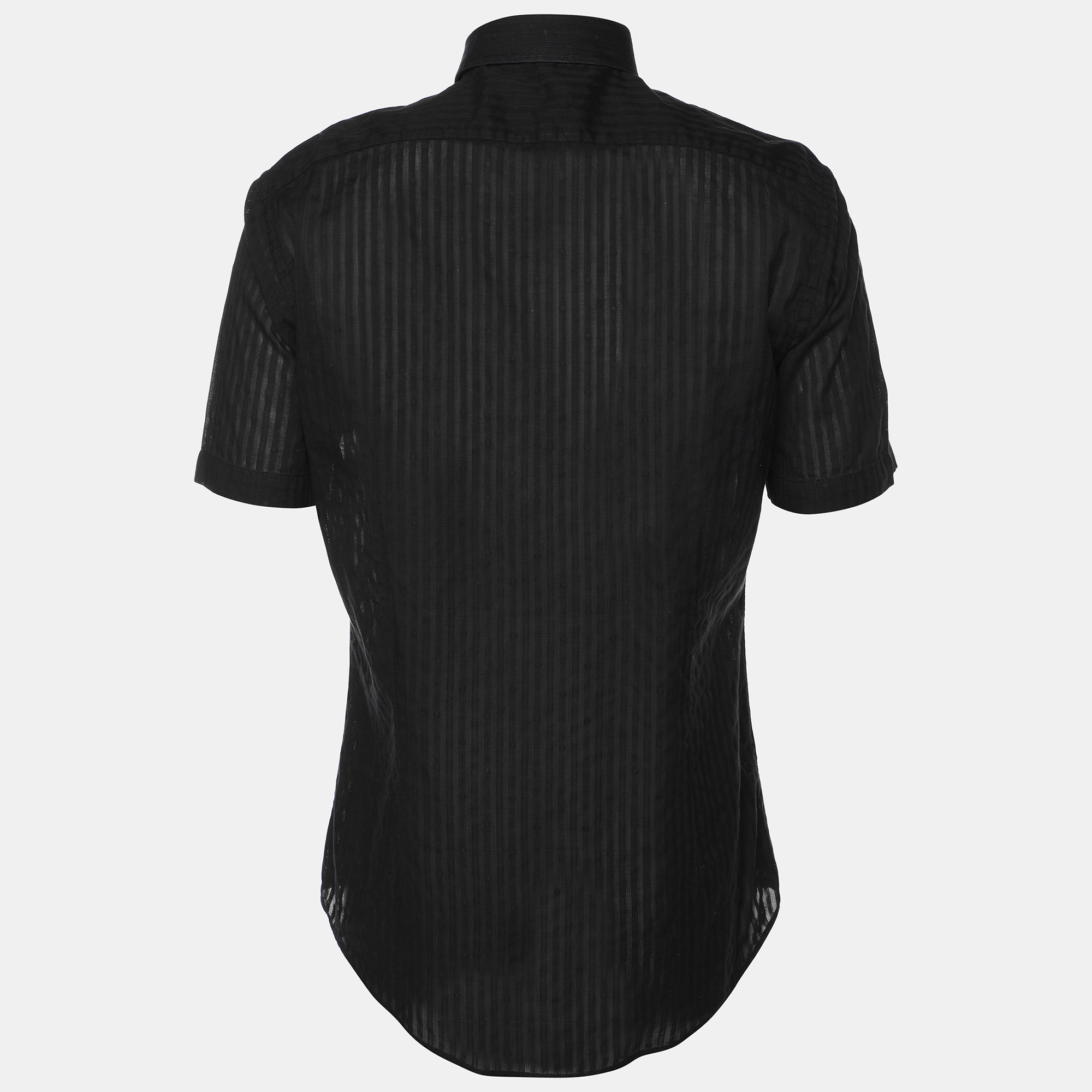 Balmain Black Cotton Knit Polo Shirt M