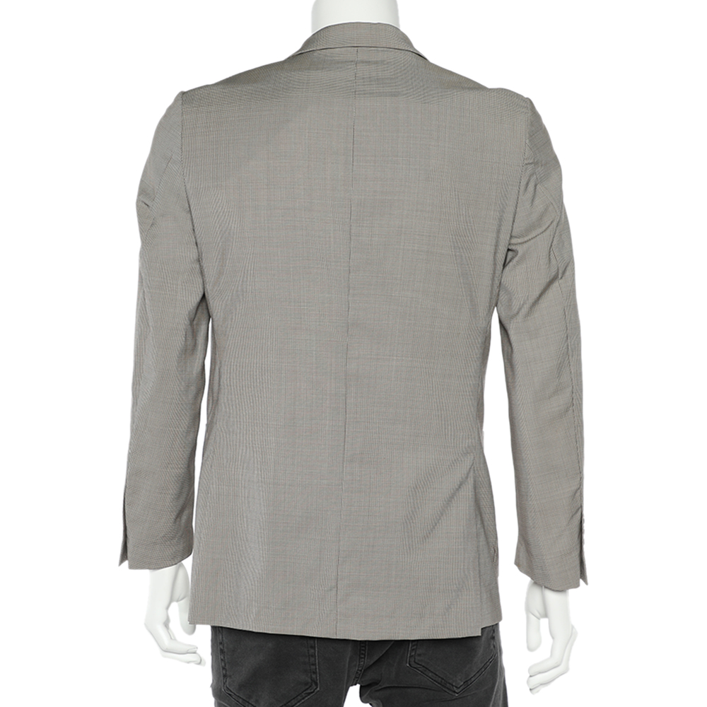Balmain Beige Checkered Wool Button Front Blazer XS