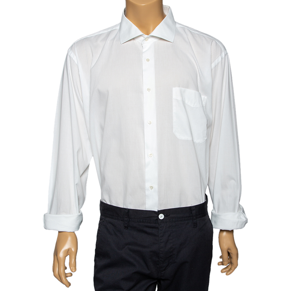 Balmain white cotton button front shirt 3xl