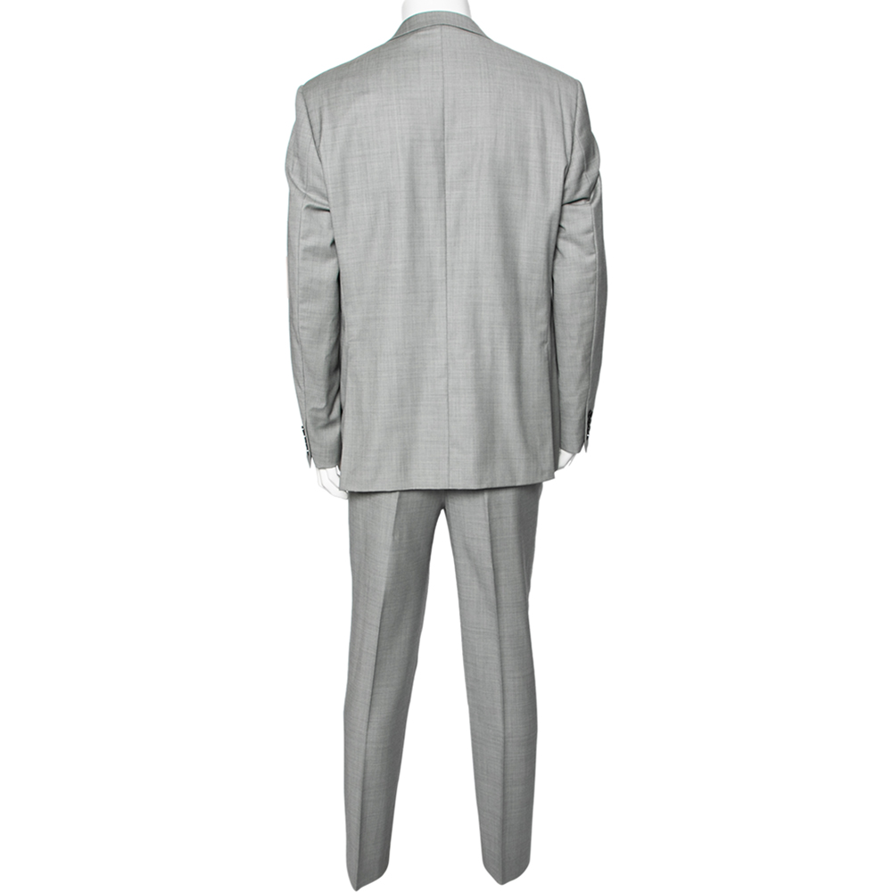 Balmain Vintage Grey Wool 7 Slim Fit Singe Breasted Suit XXXL
