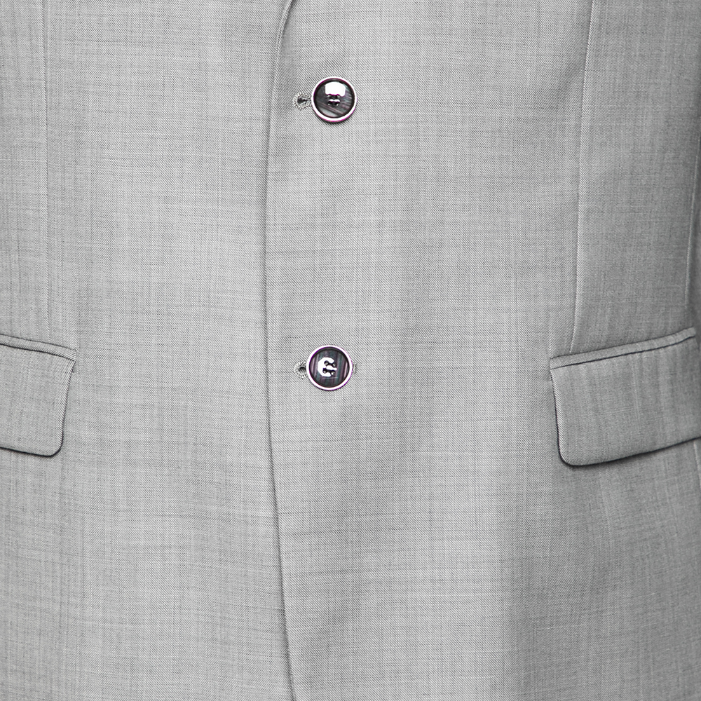 Balmain Vintage Grey Wool 7 Slim Fit Singe Breasted Suit XXXL