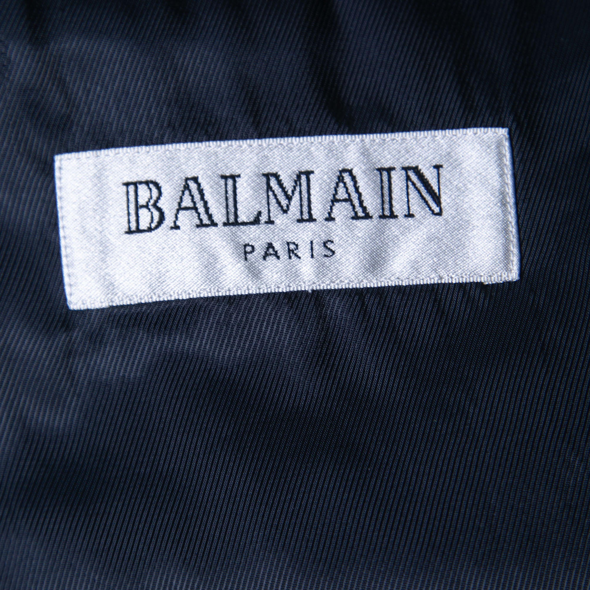 Balmain Navy Blue Wool & Silk Button Front Blazer M
