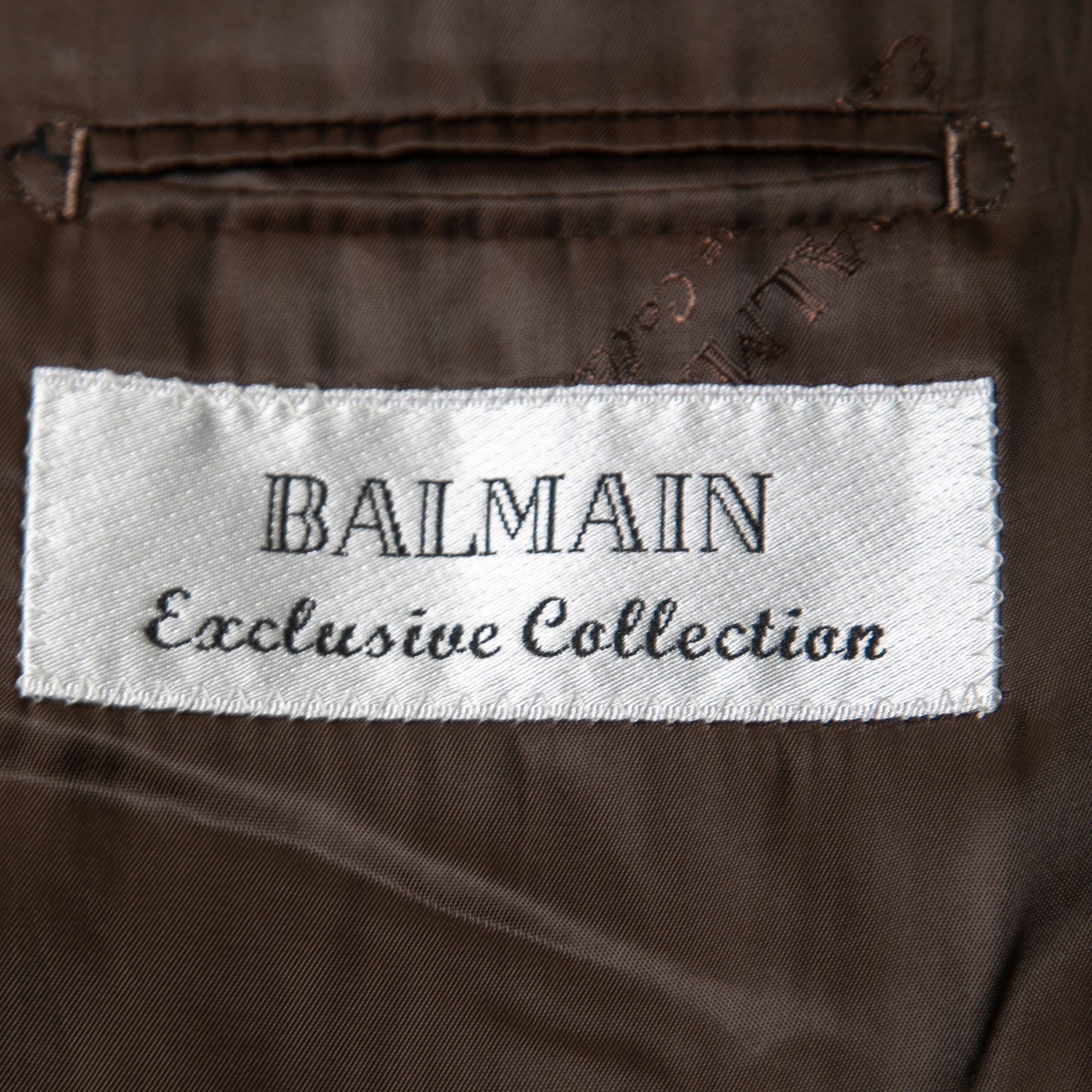 Balmain Dark Brown Striped Wool Button Front Blazer XXL