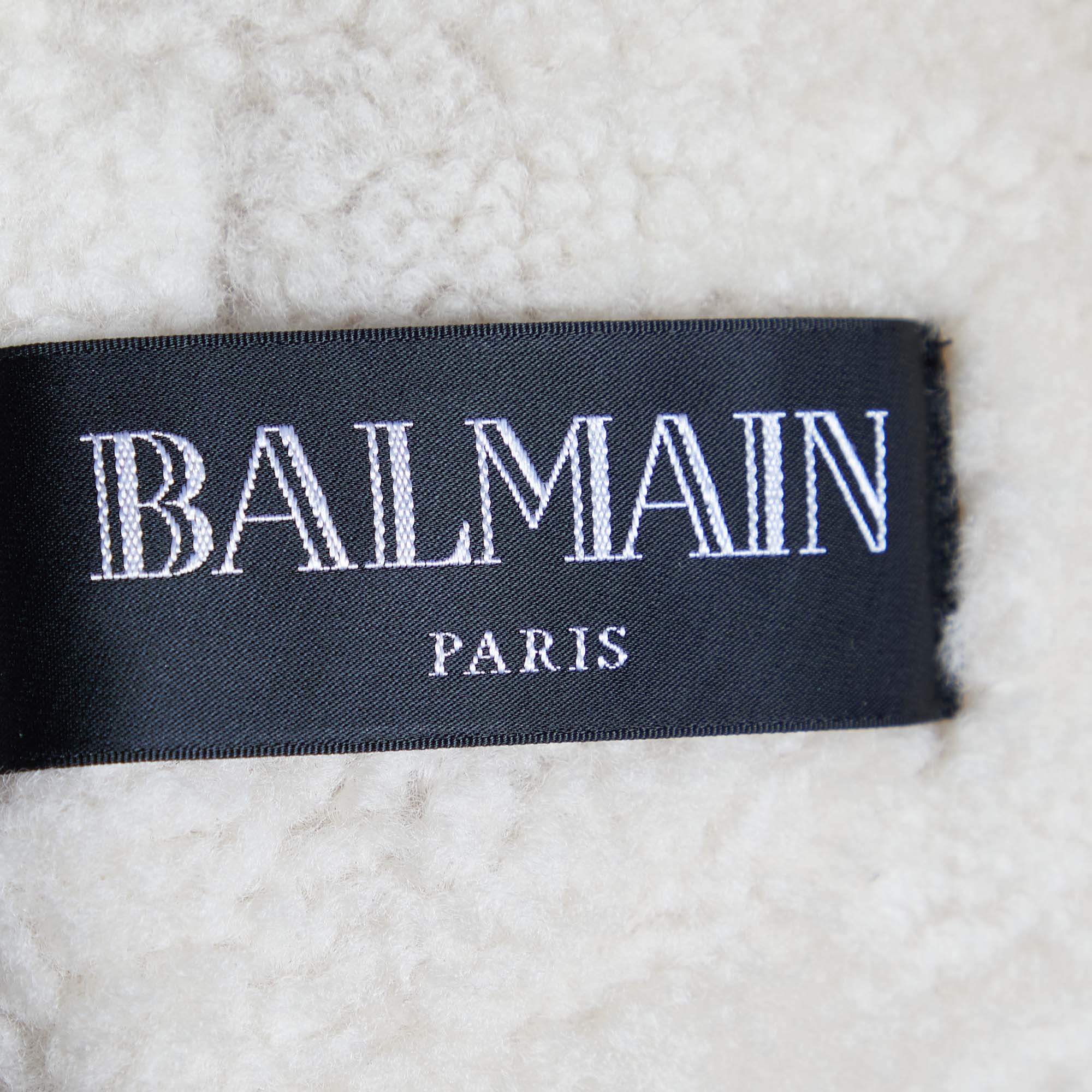 Balmain Brown Shearling Double Breasted Coat M