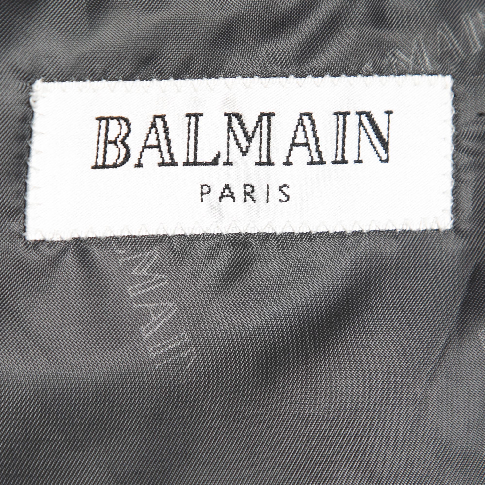 Balmain Grey Crepe Single Breasted Blazer XL