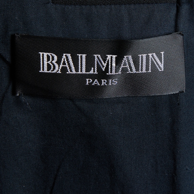 Balmain Black Wool Embellished Lapel Blazer M