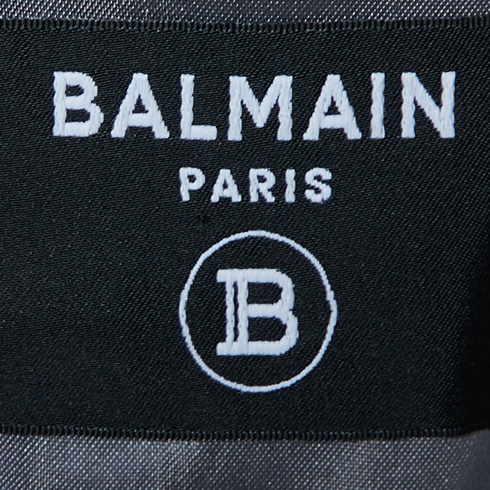 Balmain Grey Wool Open Front Blazer S