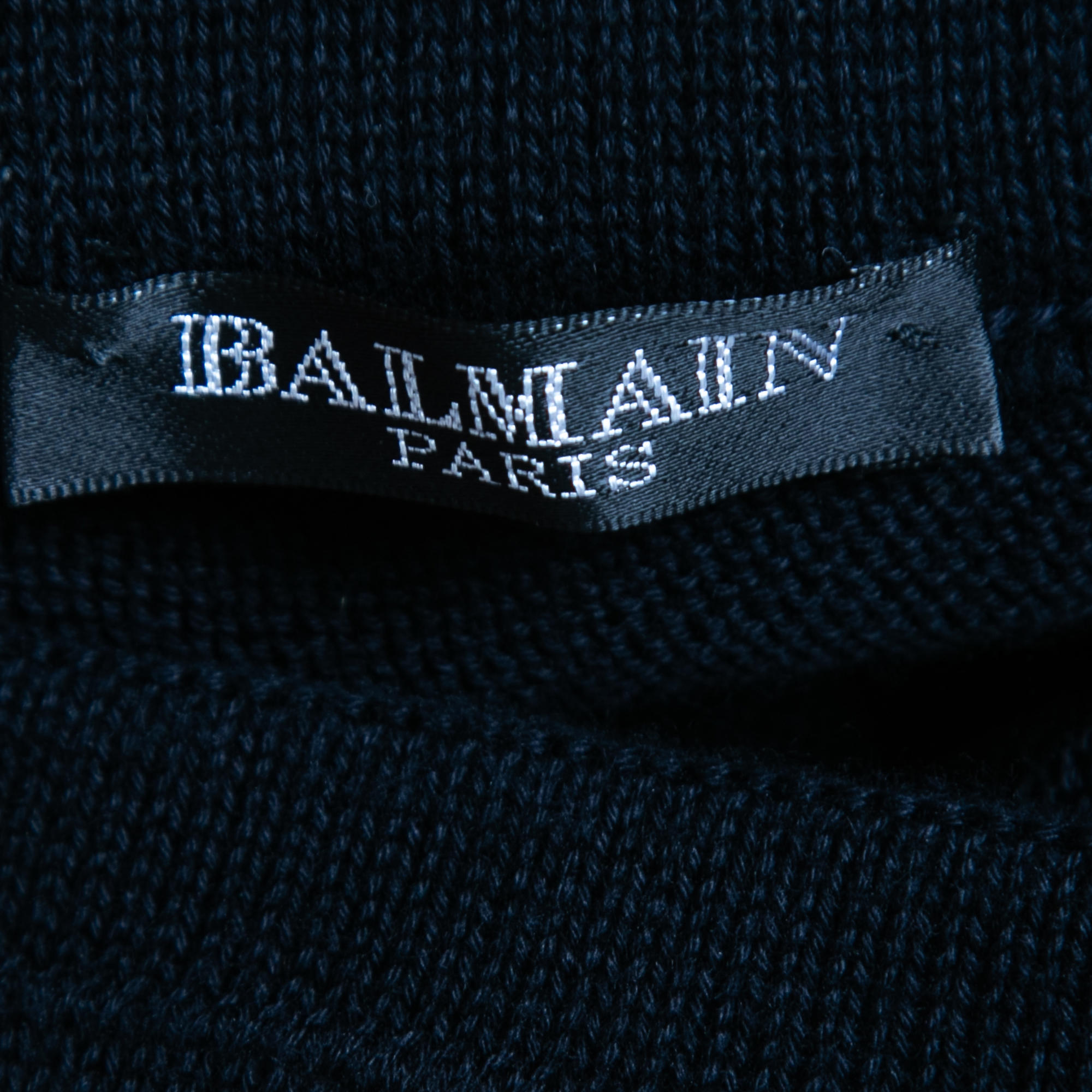 Balmain Navy Blue Cotton Side Stripe Detail Drawstring Yoga Pants XS