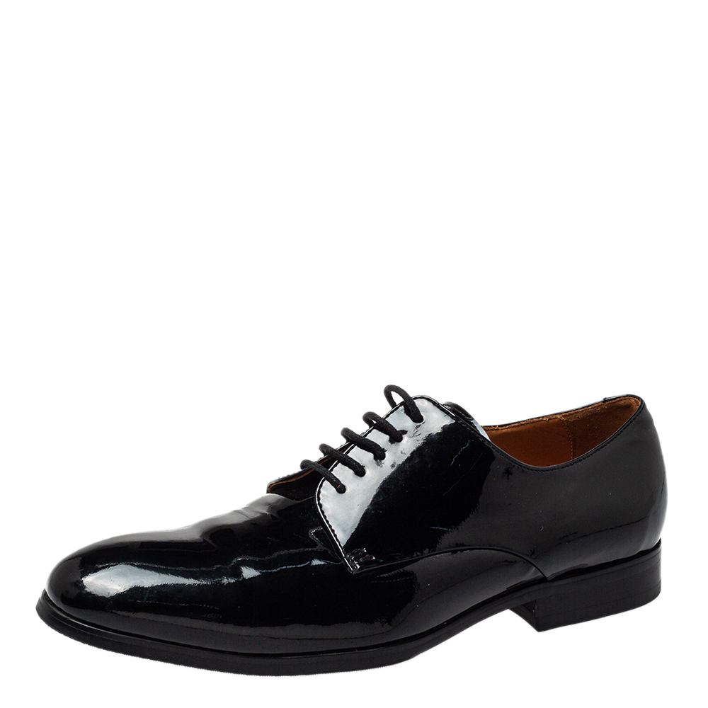 Balmain Black Patent Leather Lace Up Oxfords Size 42