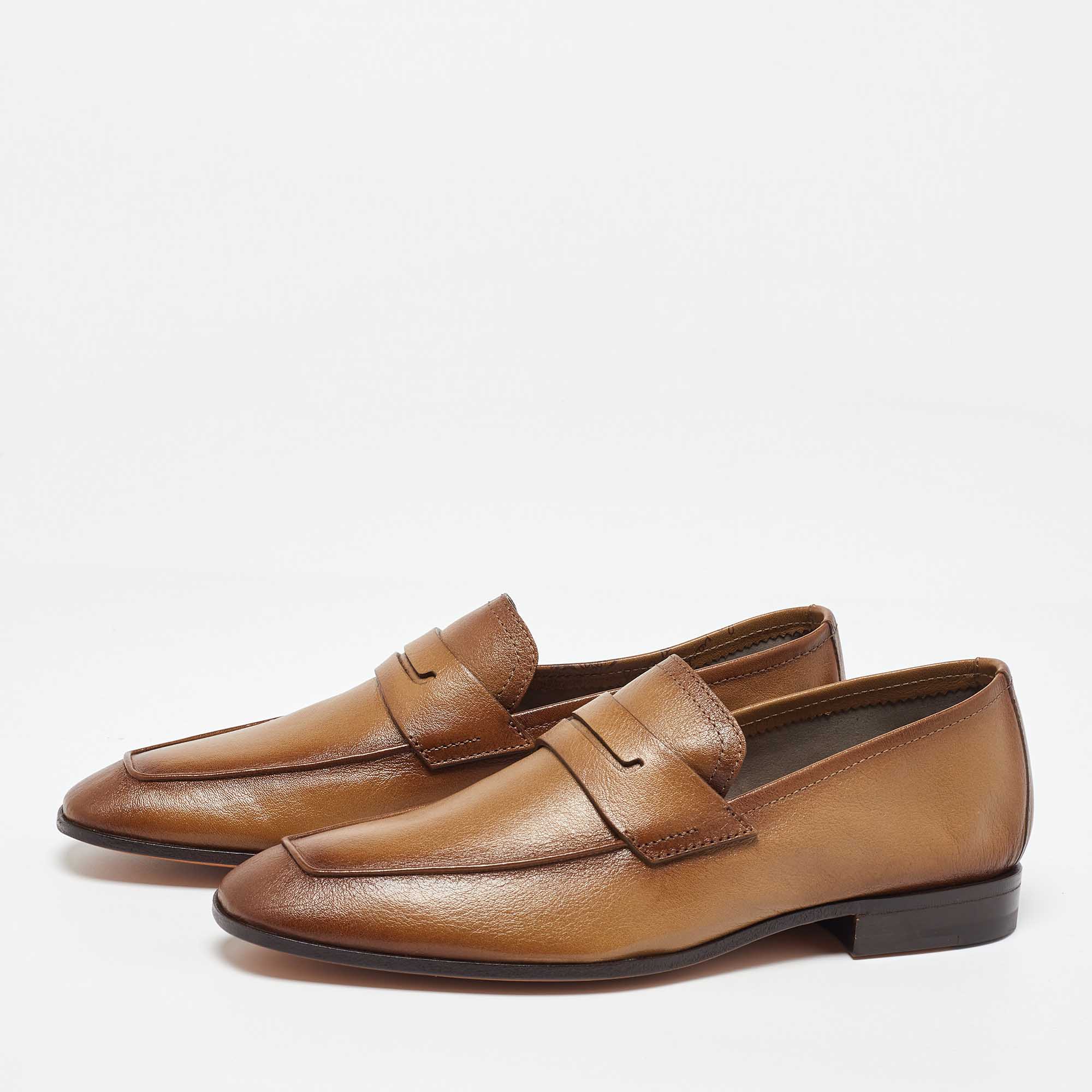 Berluti Tan Leather Andy Penny Loafers Size 39