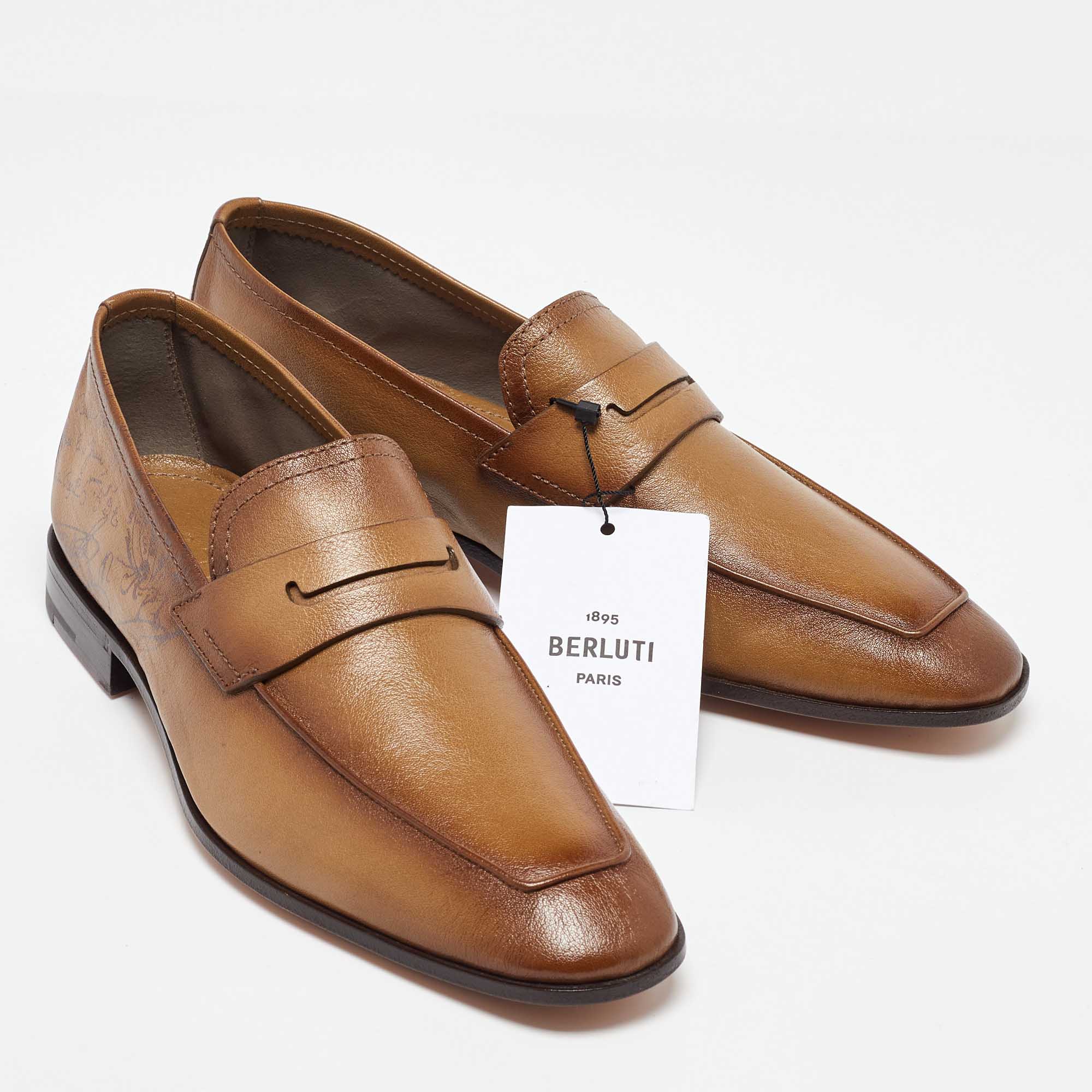 Berluti Tan Leather Andy Penny Loafers Size 39