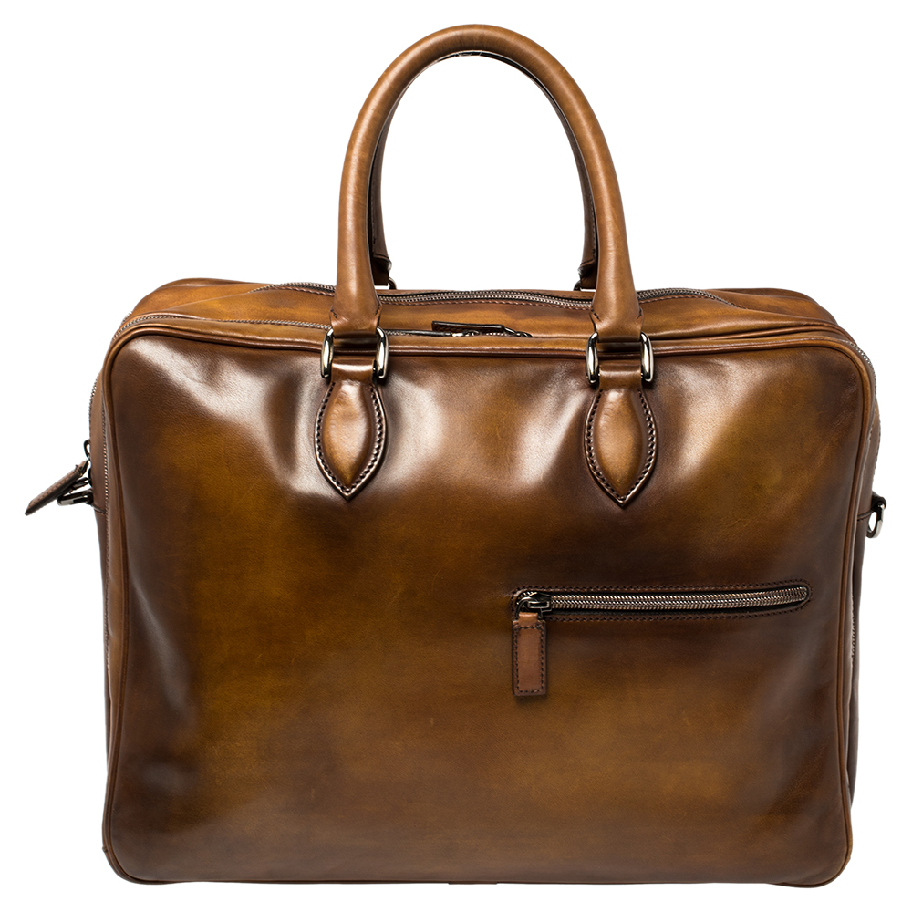 Berluti Brown Venezia Leather Deux Jours Briefcase