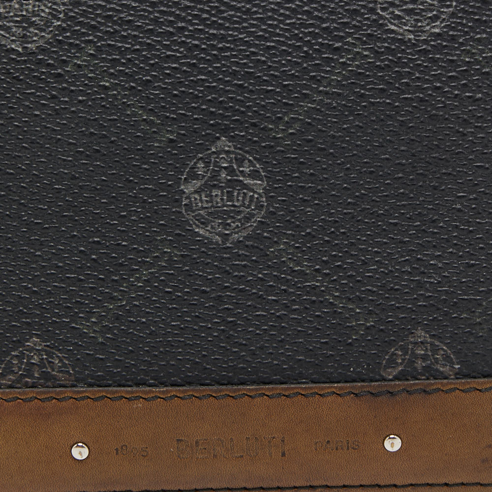 Berluti Dark Grey/Olive Green Coated Canvas And Leather Bifold Wallet