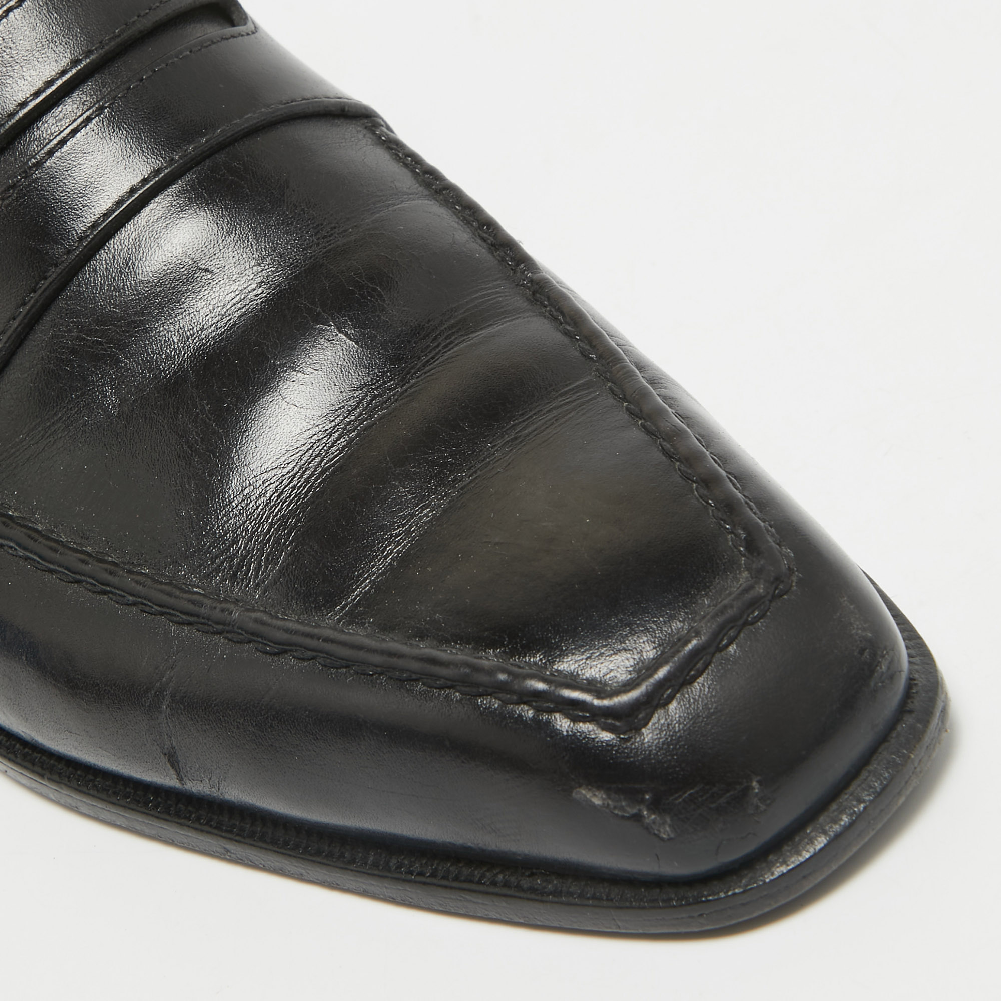 Berluti Black Leather Penny Loafers Size 41