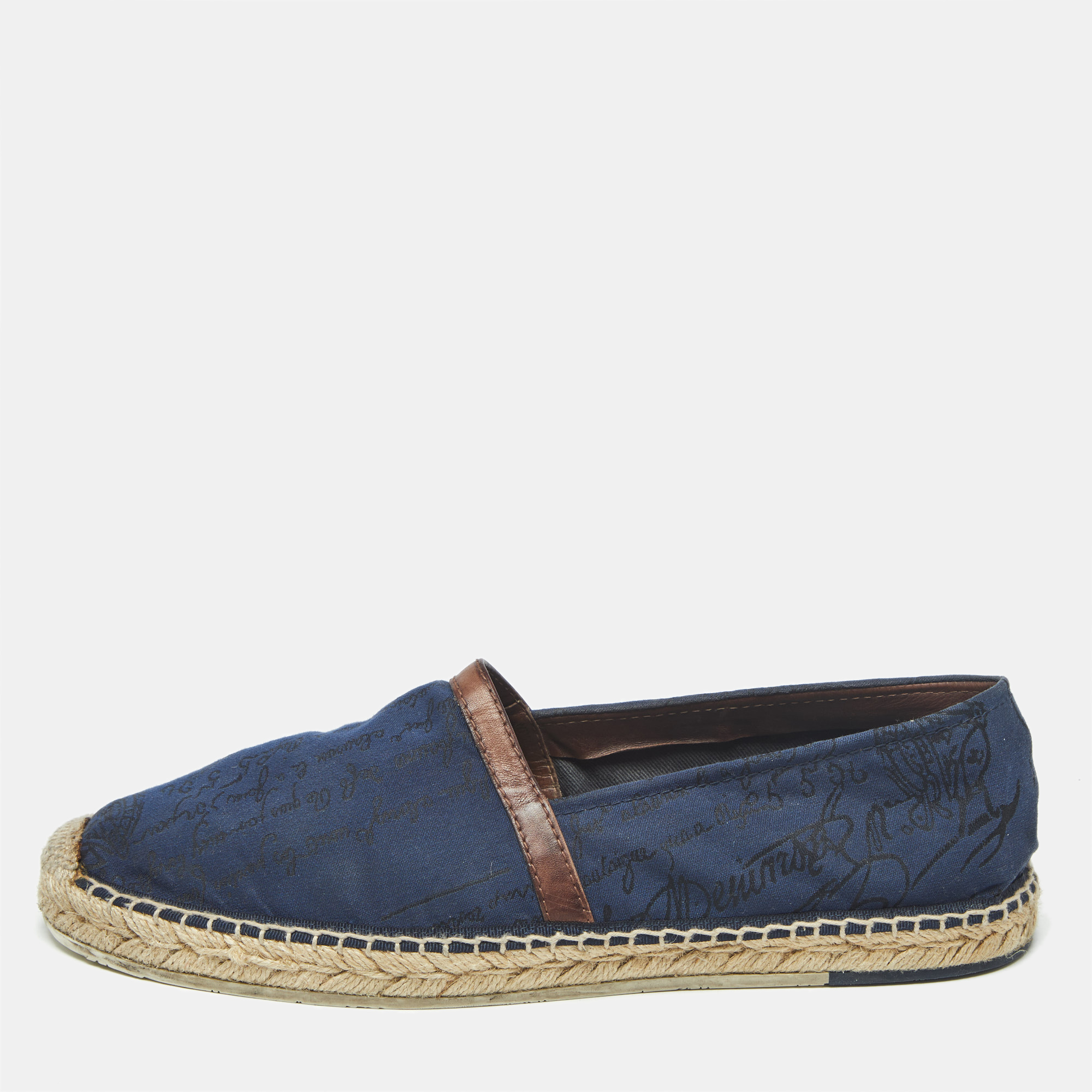 Berluti Navy Blue Canvas and Leather Slip On Espadrille Size 43 
Berluti Navy Blue Canvas and Leather Slip On Espadrille Size 43