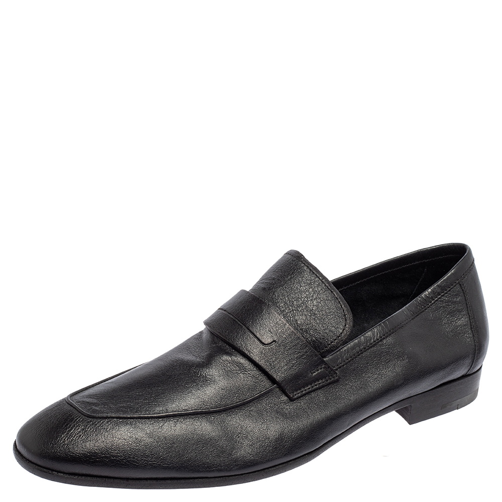Berluti Black Leather Lorenzo Loafers Size 42.5
