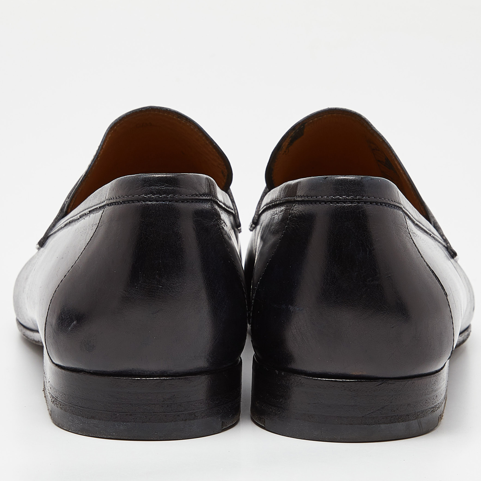 Berluti Black Leather Penny Slip On Loafers Size 45