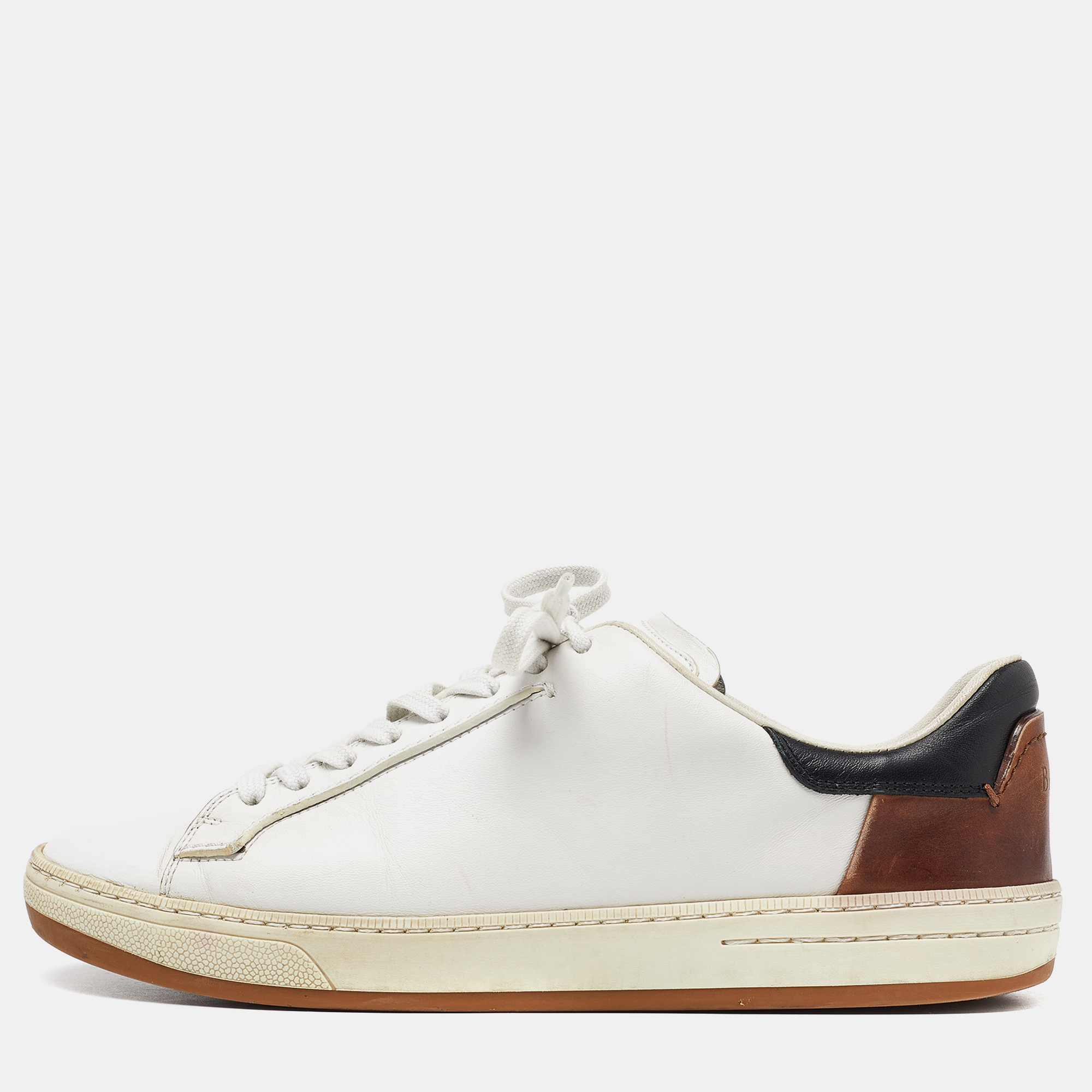 Berluti white/brown leather low top sneakers size 41