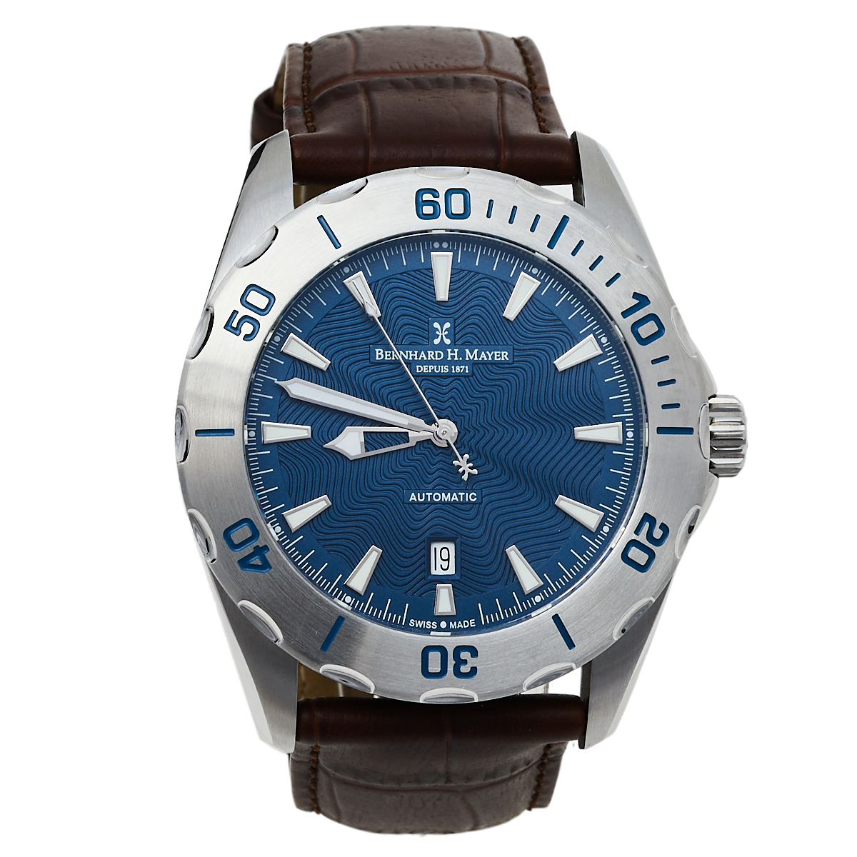 Bernhard H. Mayer Blue Stainless Steel Limited Edition Ballad BH05/CWR Men's Wristwatch 44 mm