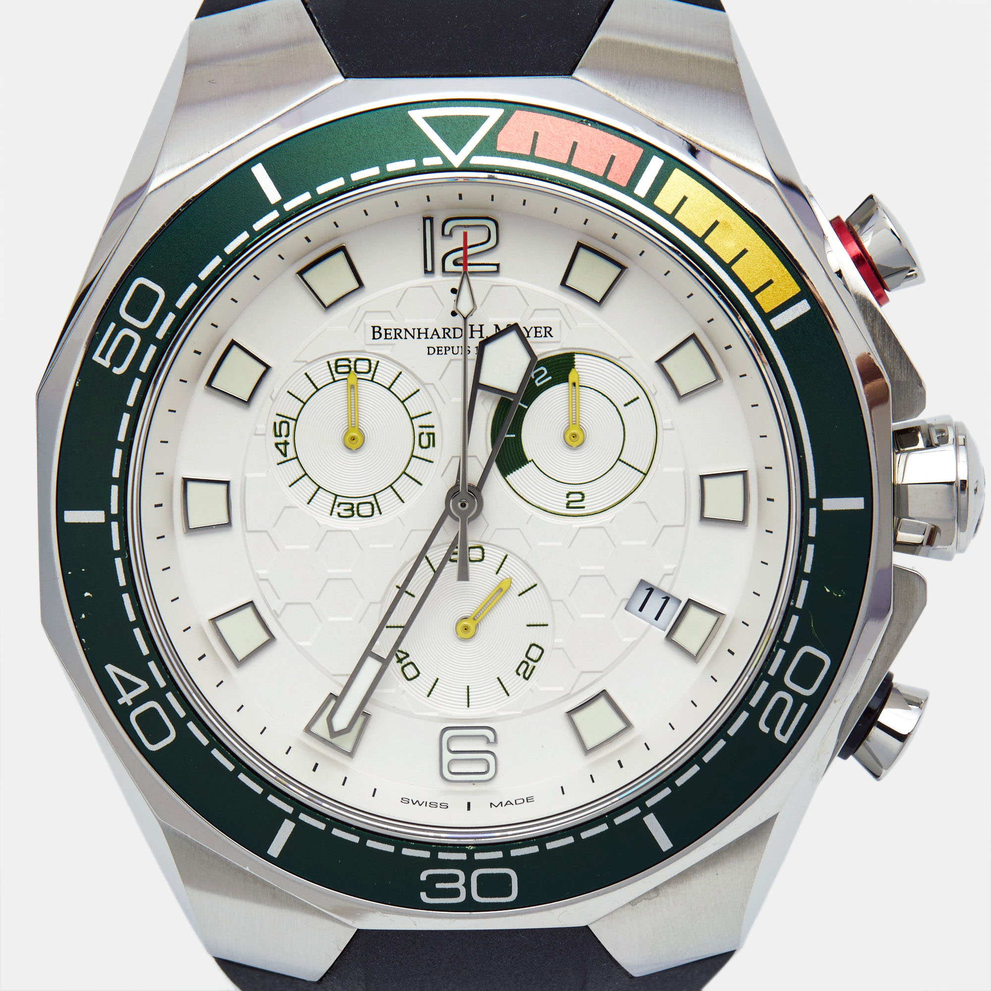 Bernhard H. Mayer White Stainless Steel Limited Edition Striker Victory BH22/CW Men's Wristwatch 52 Mm