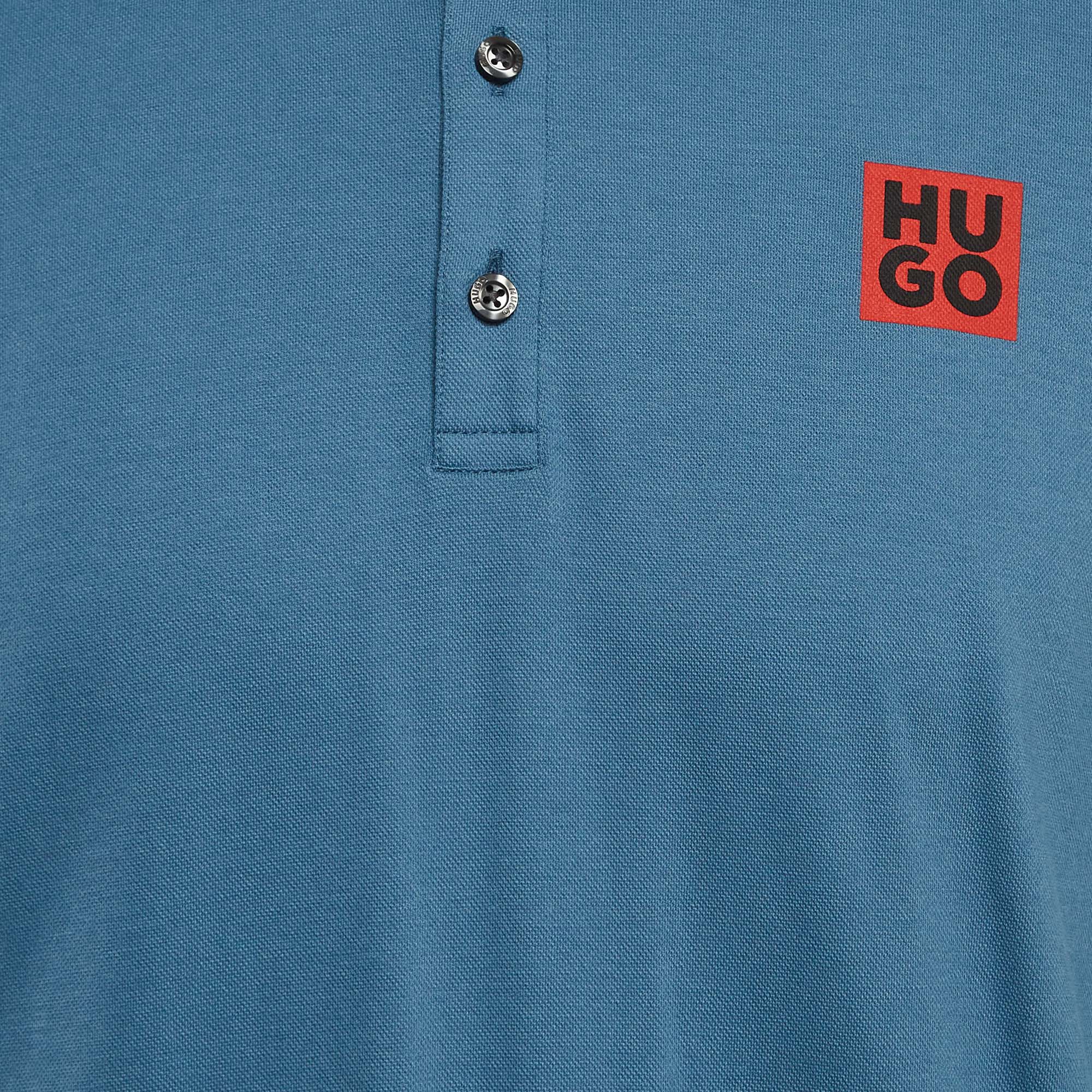 Boss By Hugo Boss Blue Cotton Jersey Slim Fit Polo T-Shirt L