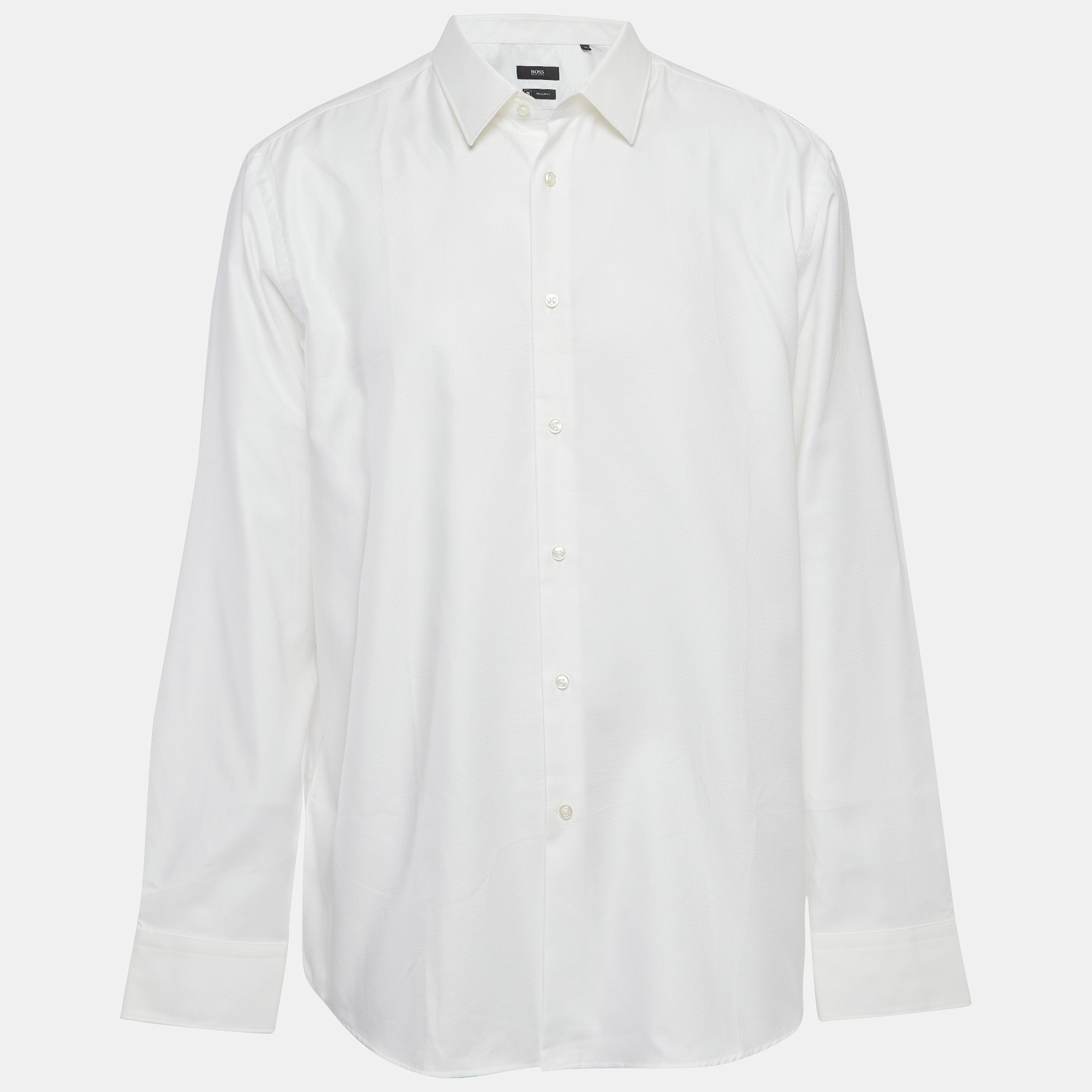 Boss by hugo boss white textured cotton long sleeve shirt xxxl