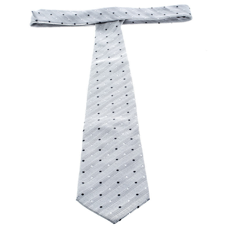 Boss By Hugo Boss Monochrome Polka Dotted Silk Jacquard Tie