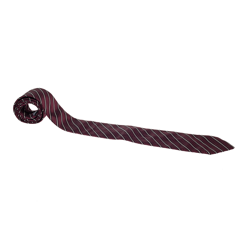 

Boss By Hugo Boss Maroon Diagonal Striped Silk Tie, Red
