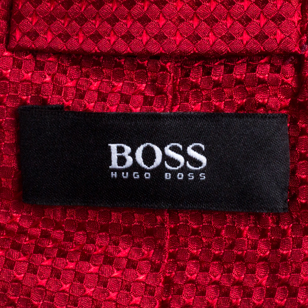 Boss By Hugo Boss Red Patterned Silk Tie