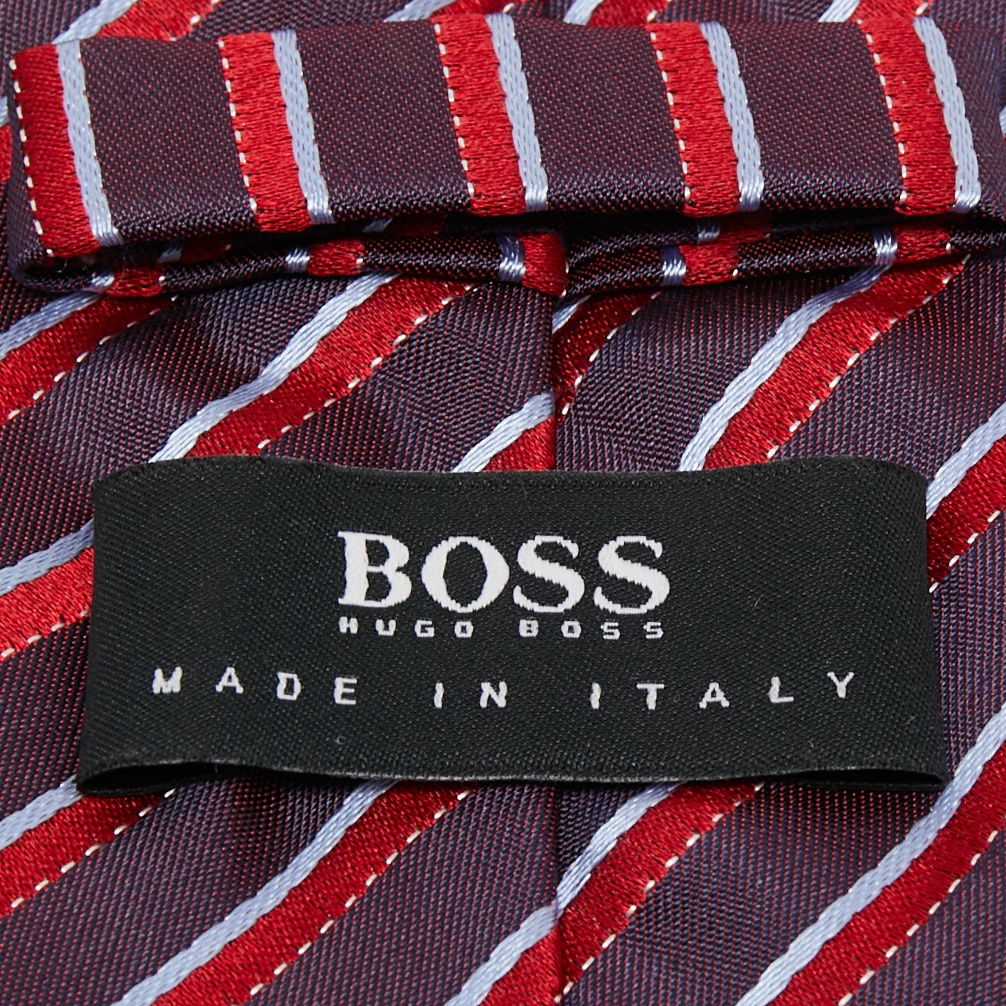 Boss By Hugo Boss Burgundy Diagonal Striped Silk Tie