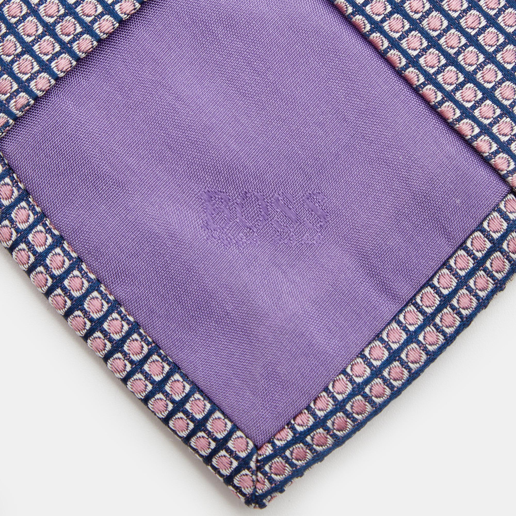 Boss By Hugo Boss Navy Blue/Pink Patterned Silk Tie