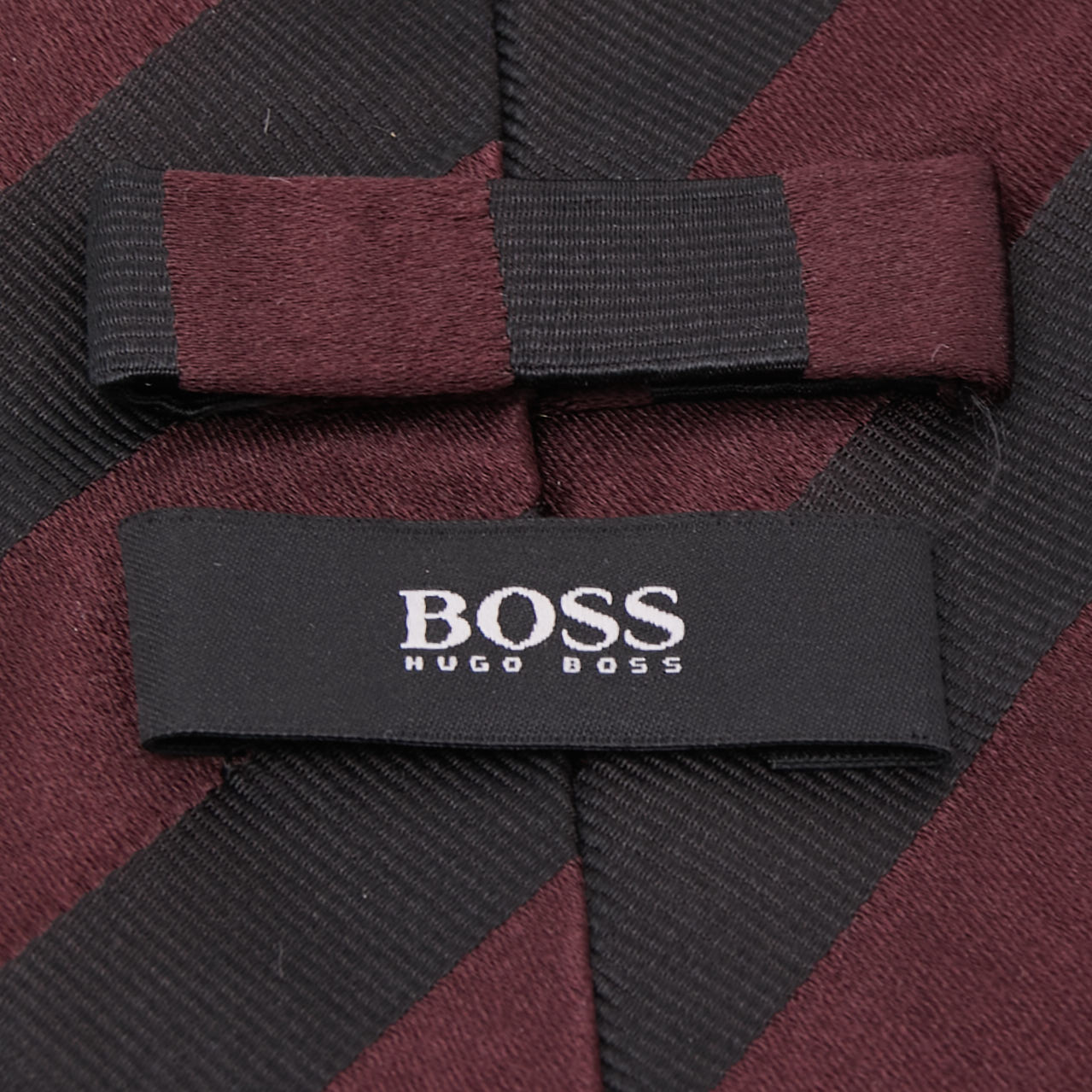 Boss By Hugo Boss Maroon Diagonal Striped Silk Tie