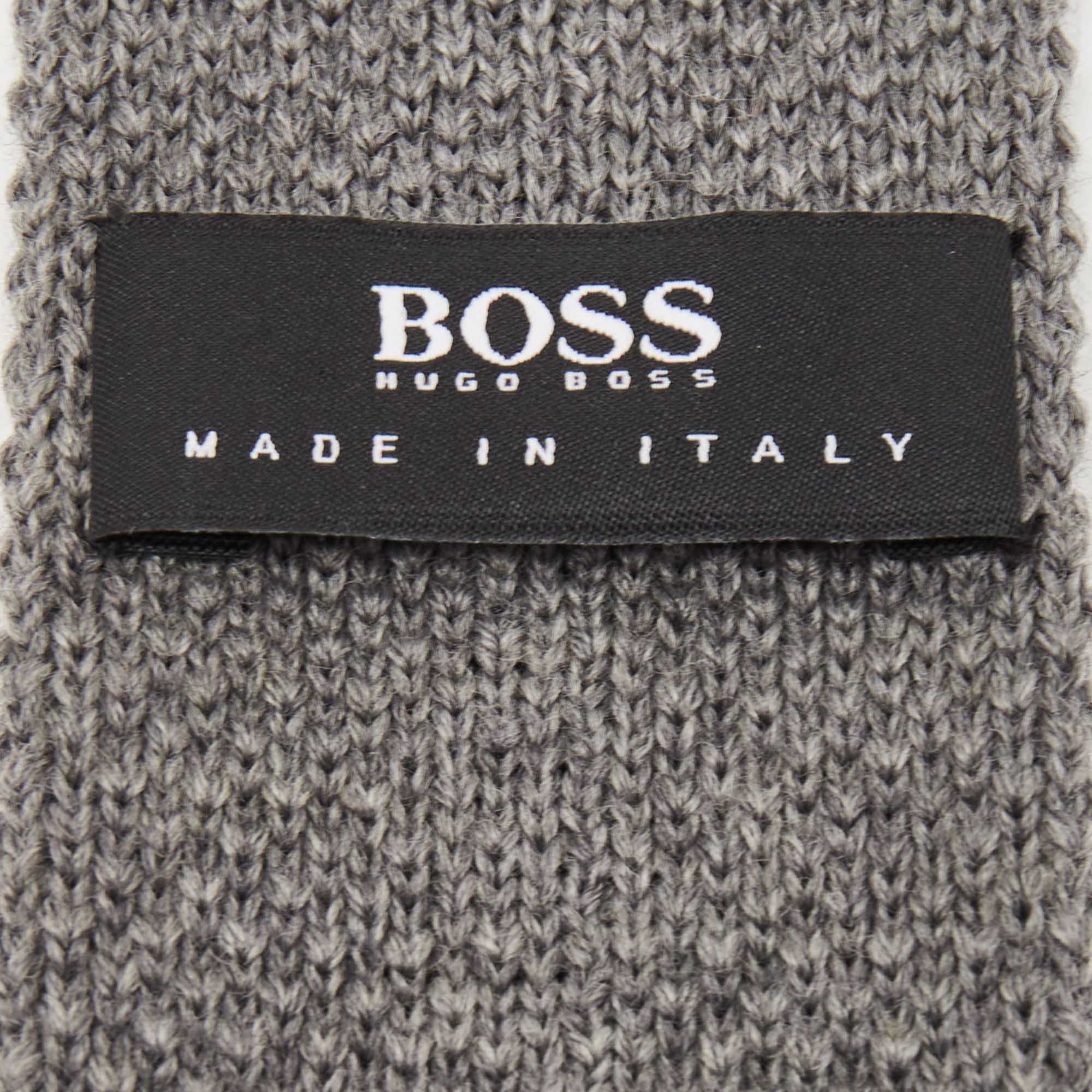Boss By Hugo Boss Grey Wool Knit Slim Tie