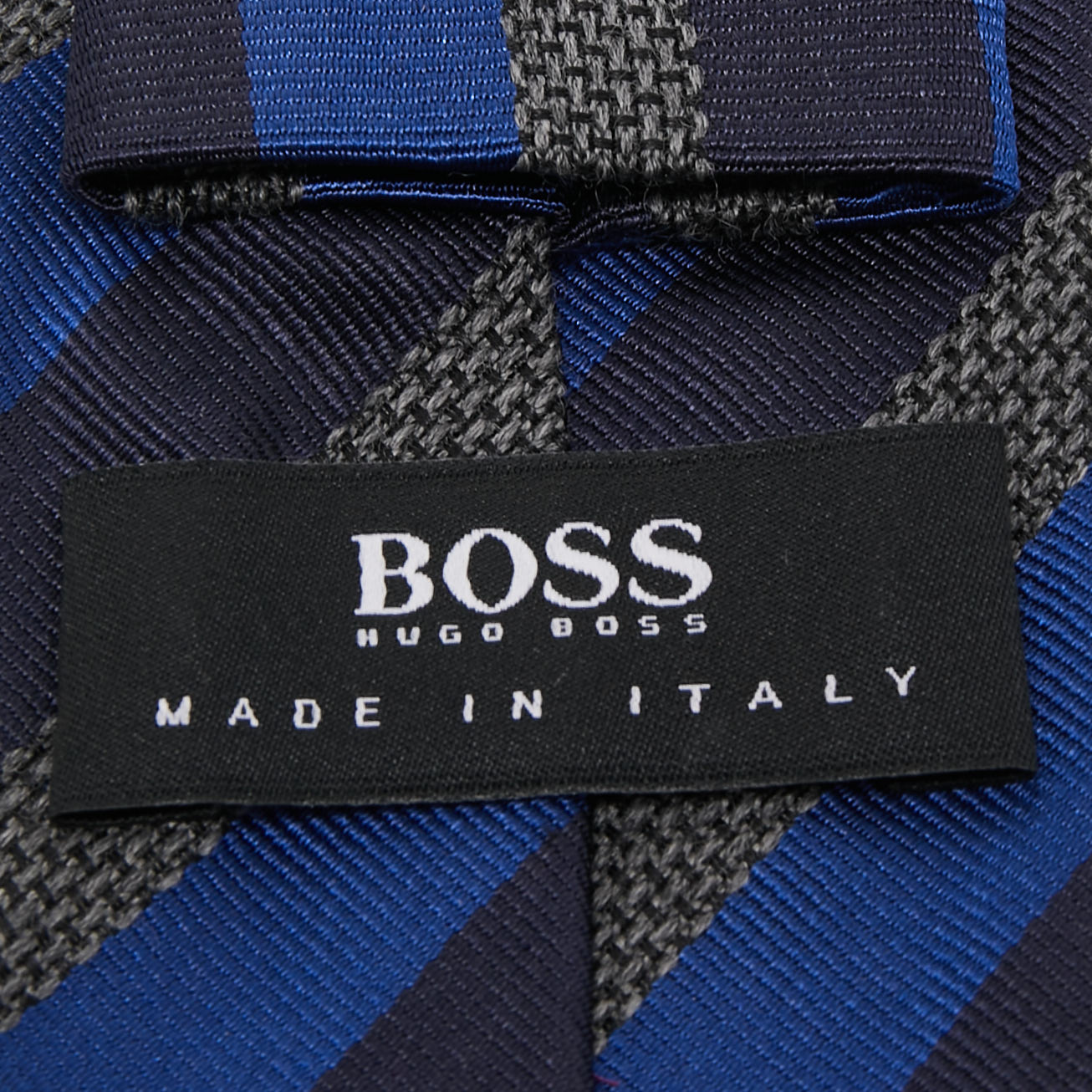 Boss By Hugo Boss Blue Diagonal Striped Silk & Wool Slim Tie